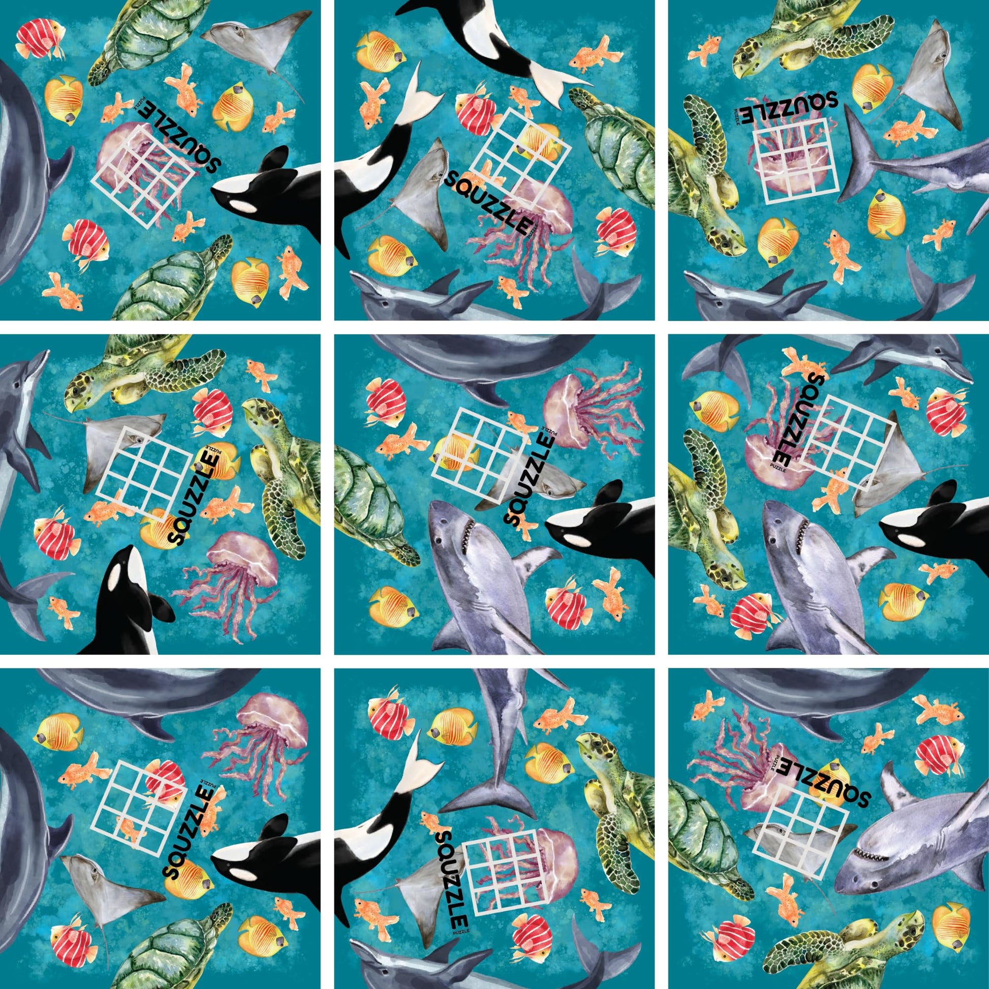 Brain Teasing Ocean Puzzle: 9-Piece Squzzle by Fun Squared Games