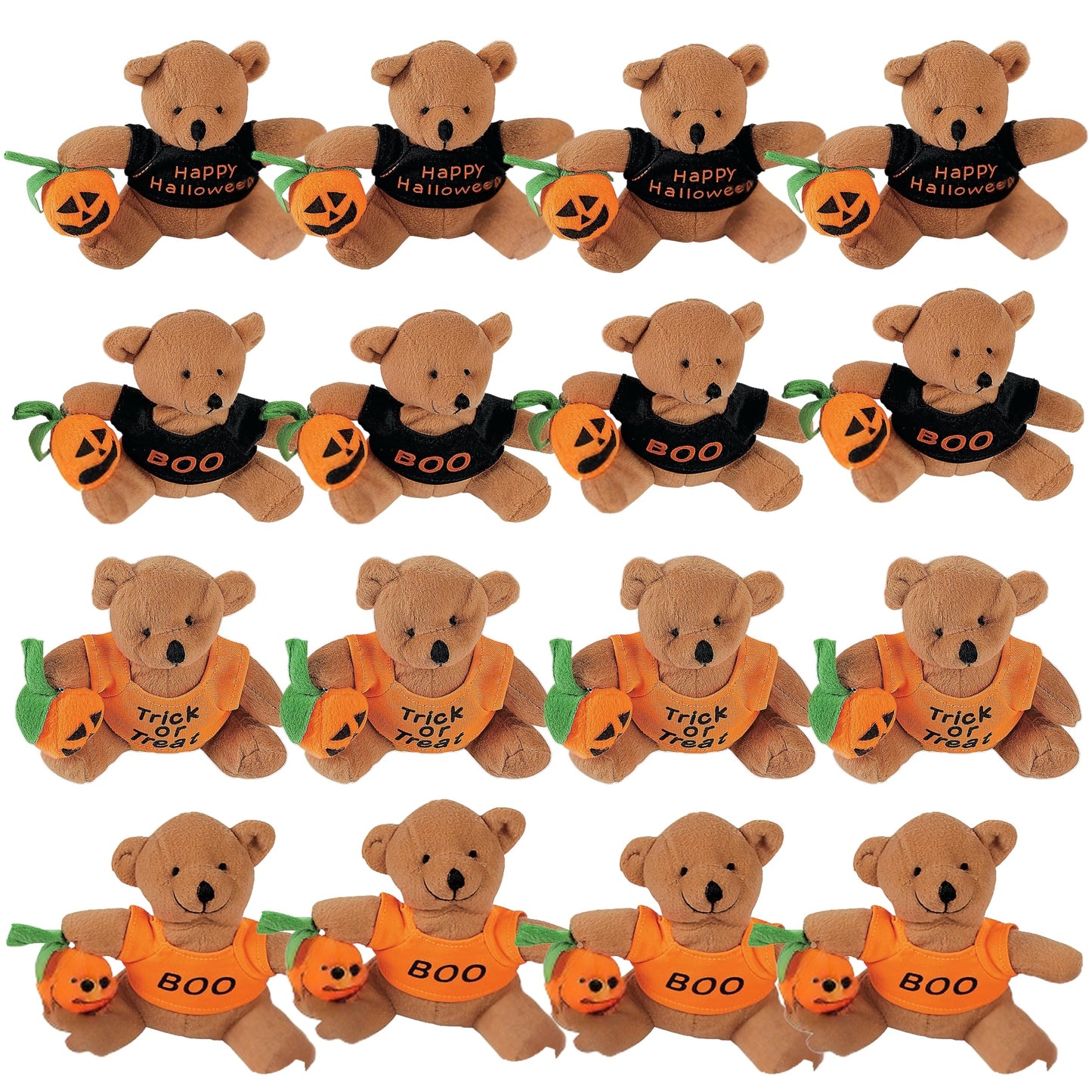 Fun Express Stuffed Bears with a Halloween T-Shirt - Trick or Treat Toys and Handouts - 12 Pieces