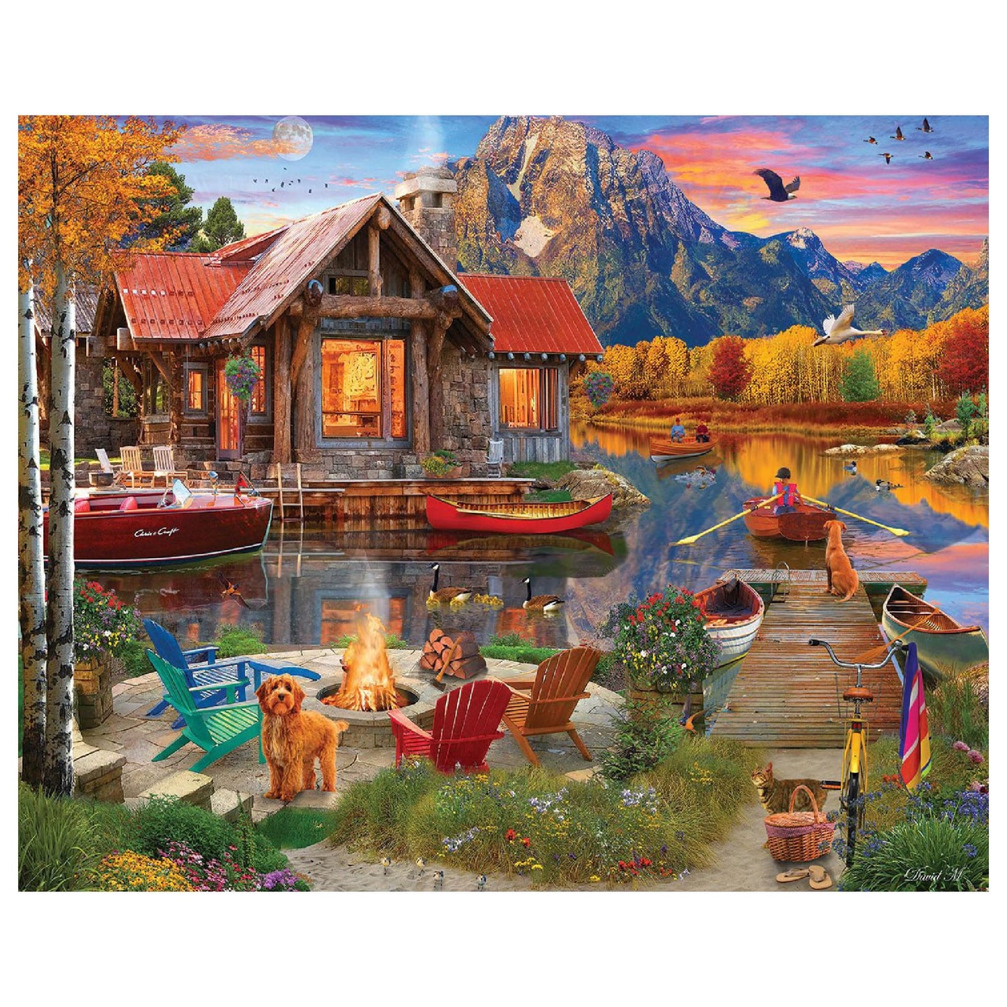 White Mountain 1000 Piece Jigsaw Puzzle Cabin Fall, Family Retreat