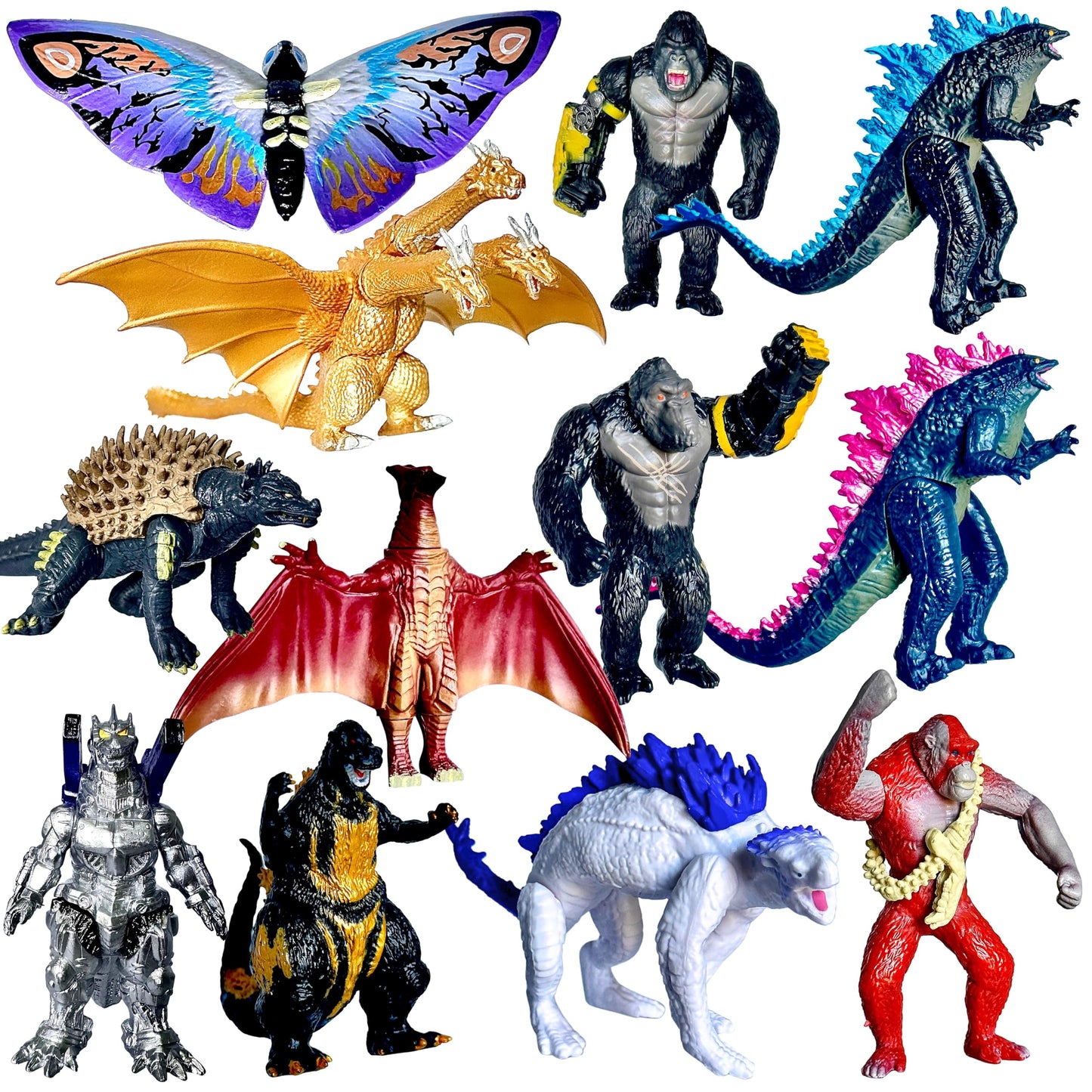 TwCare Set of 12 Godzilla x Kong: The New Empire, Dinosaur Dragon Toys Action Figures, Evolved Basic Exquisite Battle Roar B.E.A.S.T. Glove Shimo