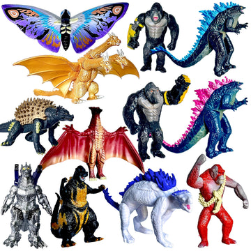 TwCare Set of 12 Godzilla x Kong: The New Empire, Dinosaur Dragon Toys Action Figures, Evolved Basic Exquisite Battle Roar B.E.A.S.T. Glove Shimo