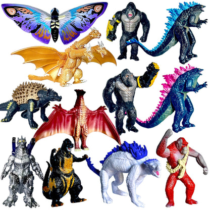 TwCare Set of 12 Godzilla x Kong: The New Empire, Dinosaur Dragon Toys Action Figures, Evolved Basic Exquisite Battle Roar B.E.A.S.T. Glove Shimo