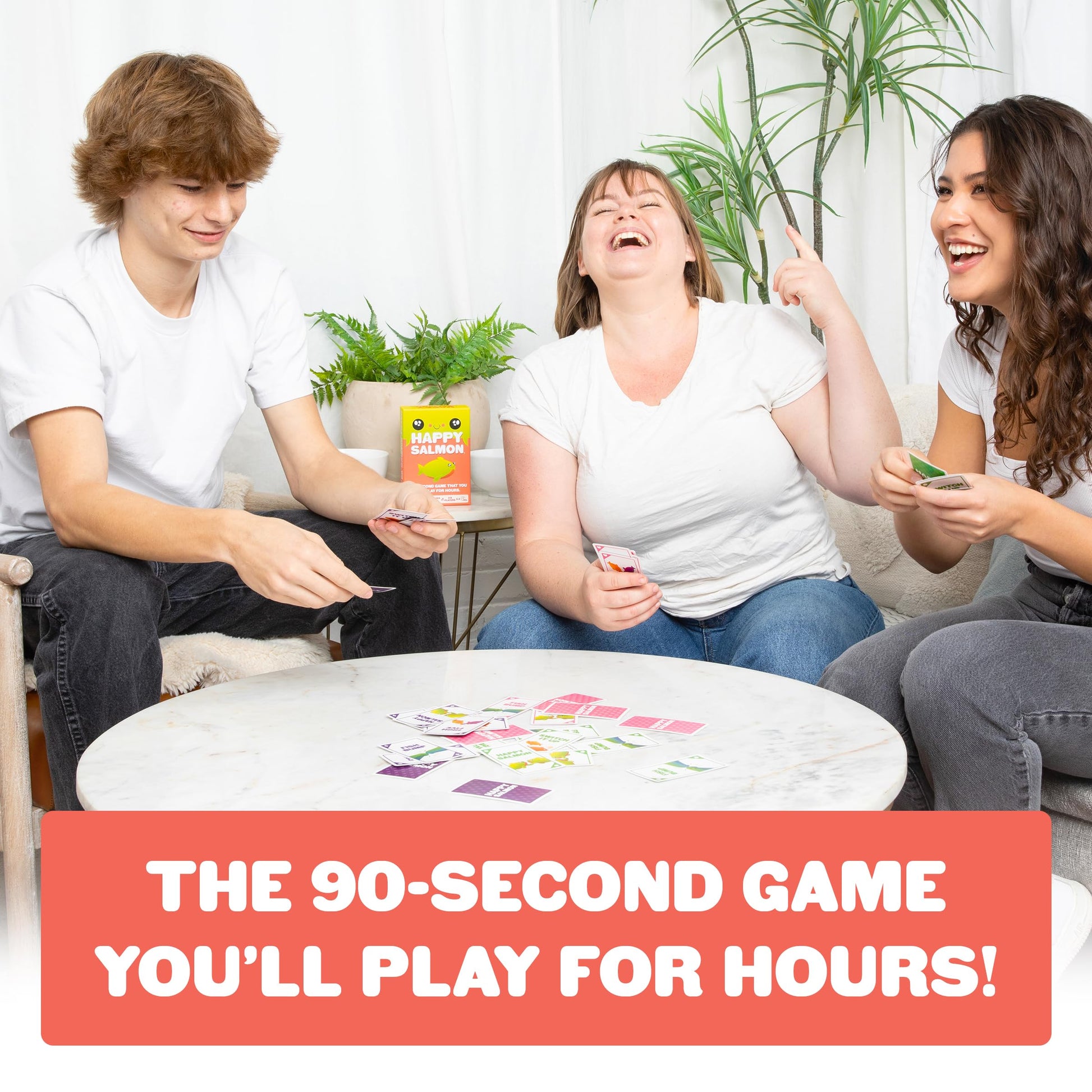 Exploding Kittens Happy Salmon 3-8 Players - Ages 6+ - 90 Second Rounds - Easy to Learn Quick Matching Card Game - Party Game, Family Game Night, Kid
