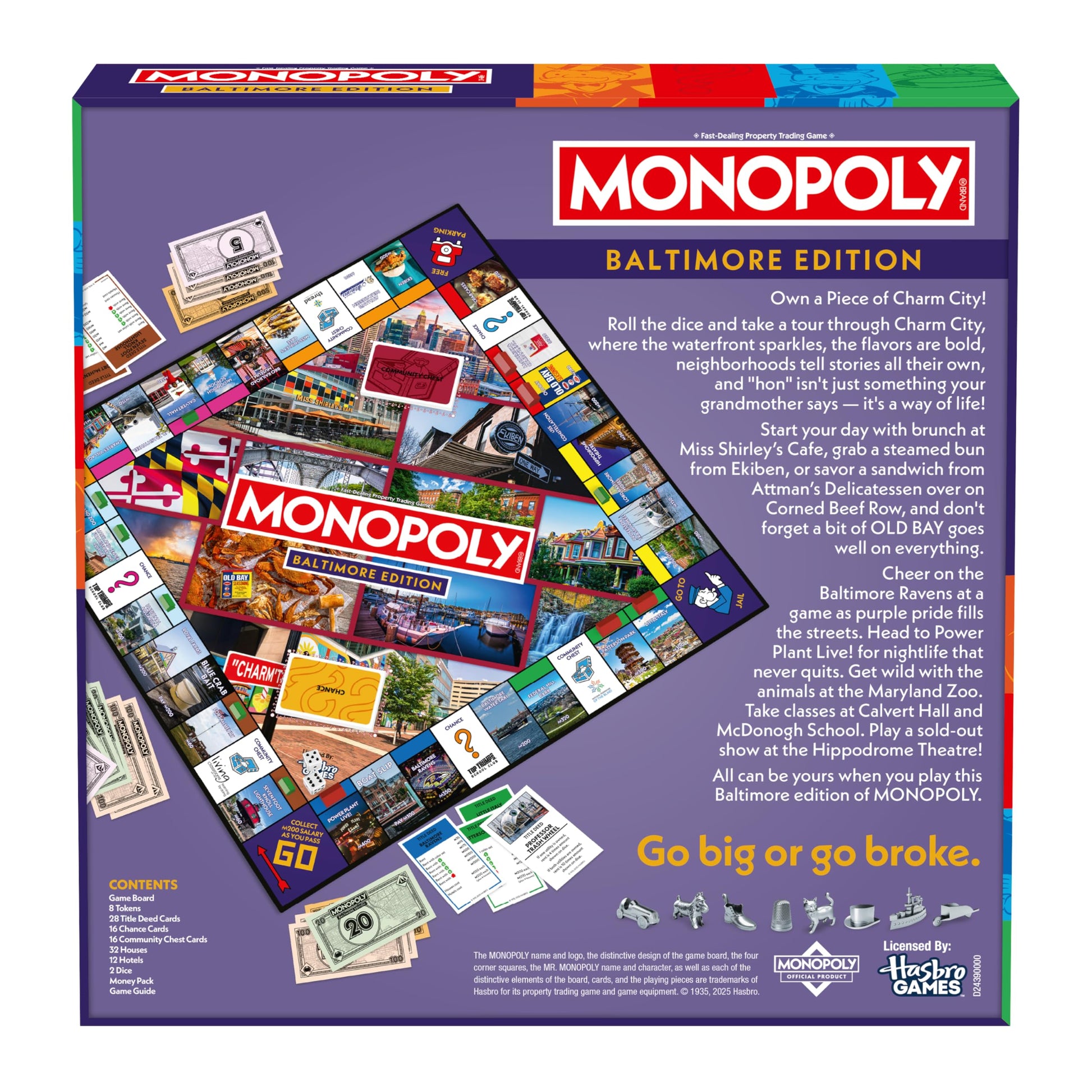 Monopoly Board Game - Baltimore, MD Edition: 2-6 Players Family Board Games for Kids and Adults, Board Games for Kids 8 and Up, Great for Game Night