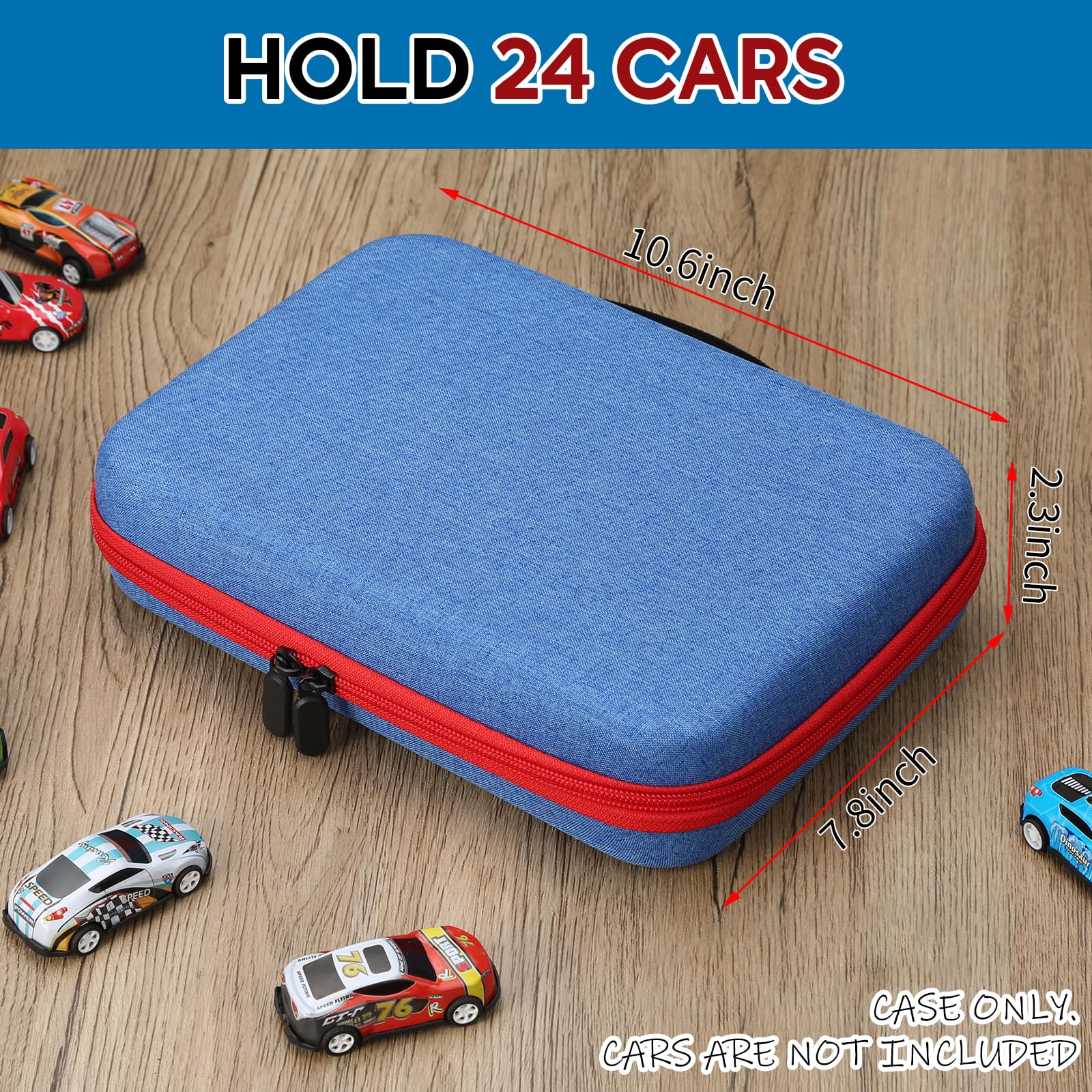 Hard Car Storage case for Diecast Cars, Storage Bag Compatible with 24 Diecast Cars, Matchbox Cars, Mini Cars, Diecast Cars Storage for Kids ?Only