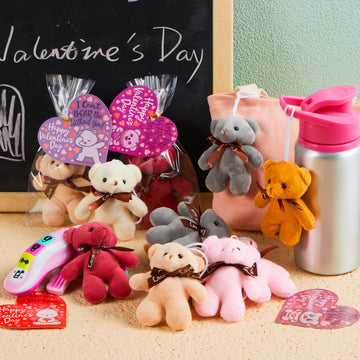 JOYIN 24 Packs Valentine's Day Heart Cards with Plush Toy Party Favors, Mini Stuffed Plush Toys for Valentines Day Gifts, Kids Classroom School