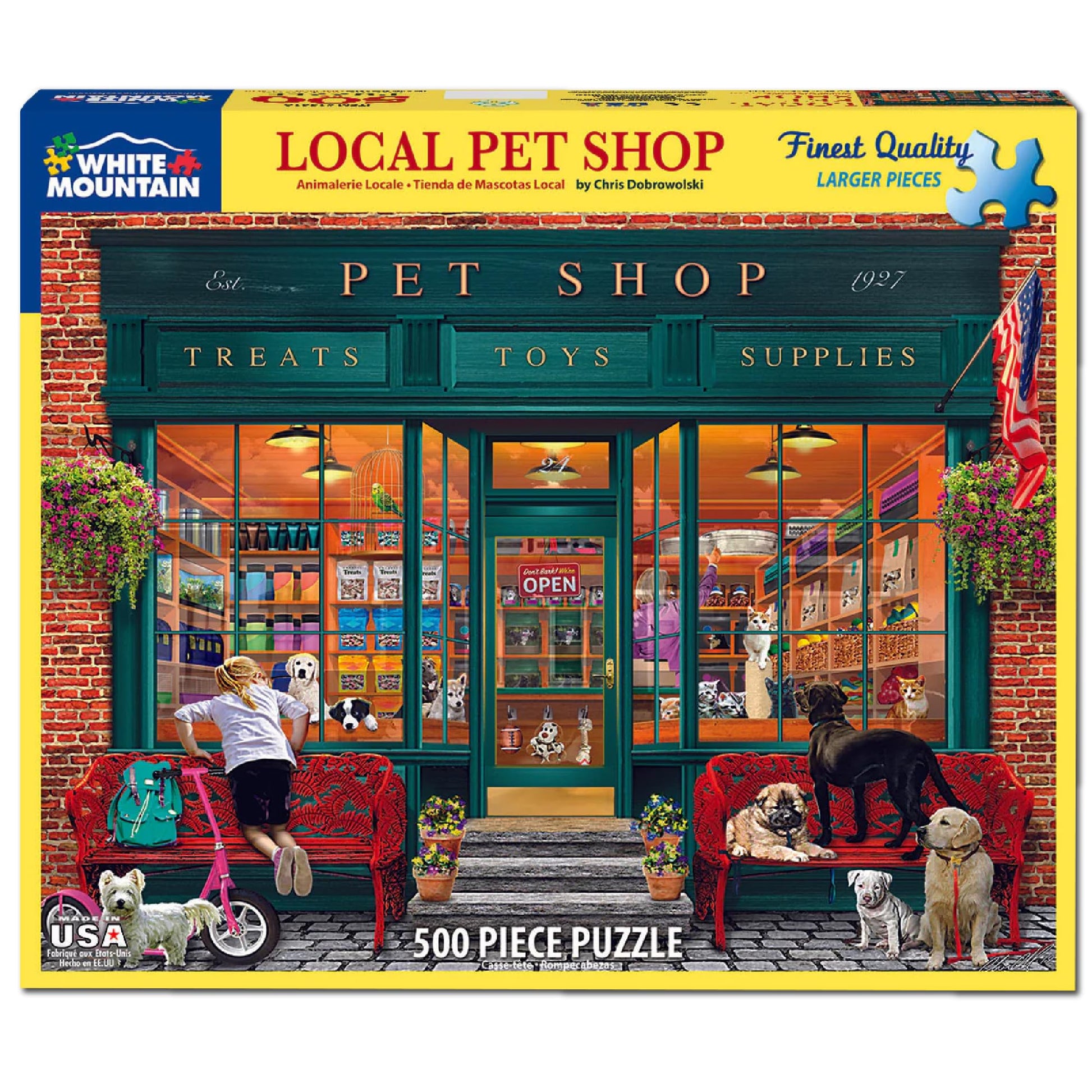 White Mountain 500 Piece Jigsaw Puzzle Nostalgic Dog, Local Pet Store
