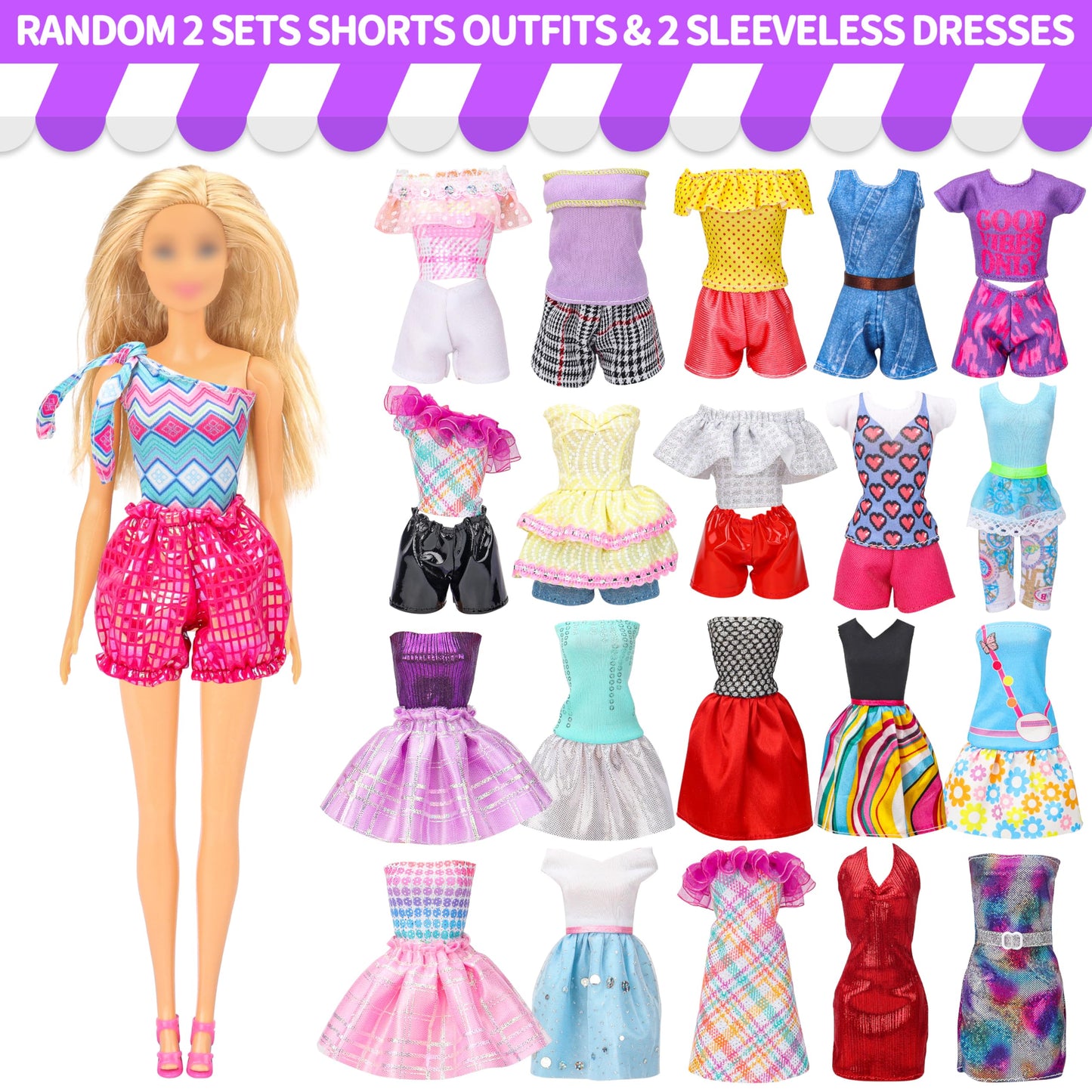 Style Shine 90 Pcs Doll Clothes and Accessories,2 Wedding Gowns 2 Evening Dresses 6 Fashion Dresses 4 Set Casual Outfit Top and Pant 2 Swimsuit,20