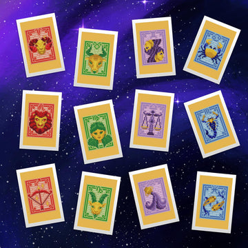 DIAMOND ART CLUB Mini Dazzles - Zodiac Signs, Fun DIY Diamond Painting Kit for Adults, Diamond Art Canvas for Beginners, 4" x 6" (Pack of 12)