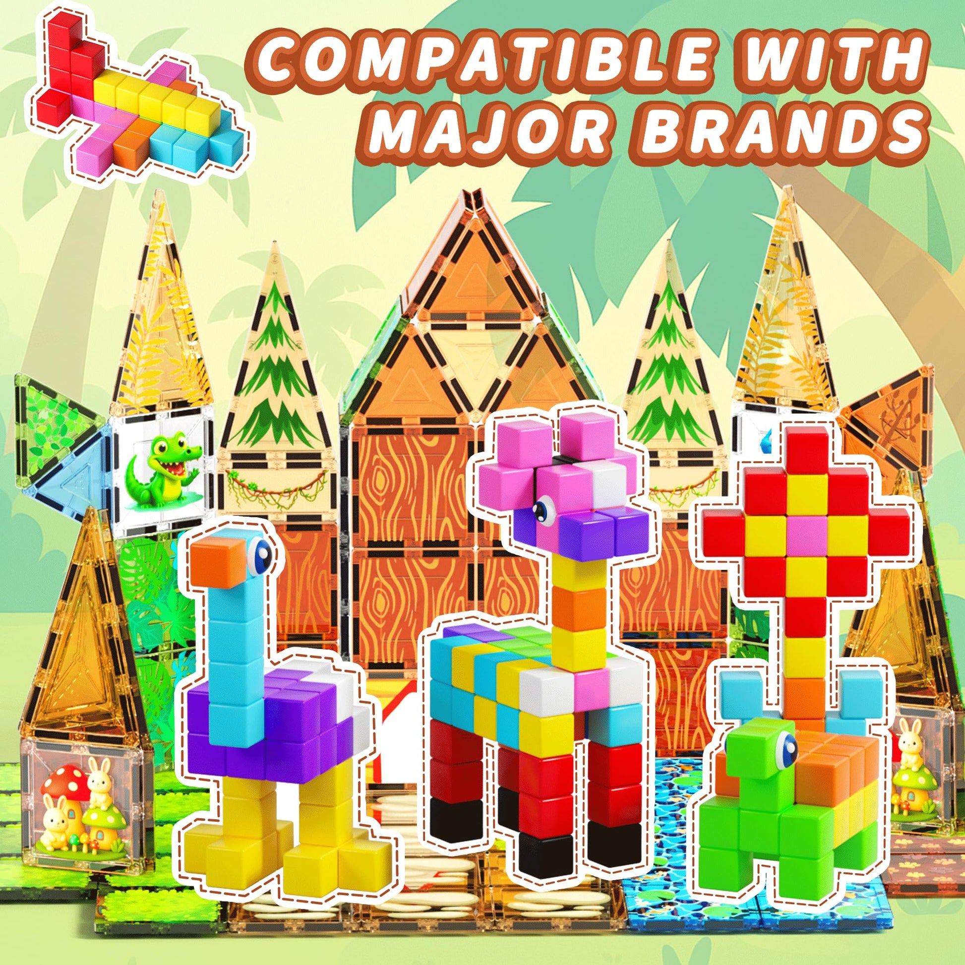 116PCS Magnetic Blocks with Magnet Eyes Toy, Magnetic Building Blocks with Storage Bag for Kids Gifts, STEM Preschool Sensory Magnetic Cubes