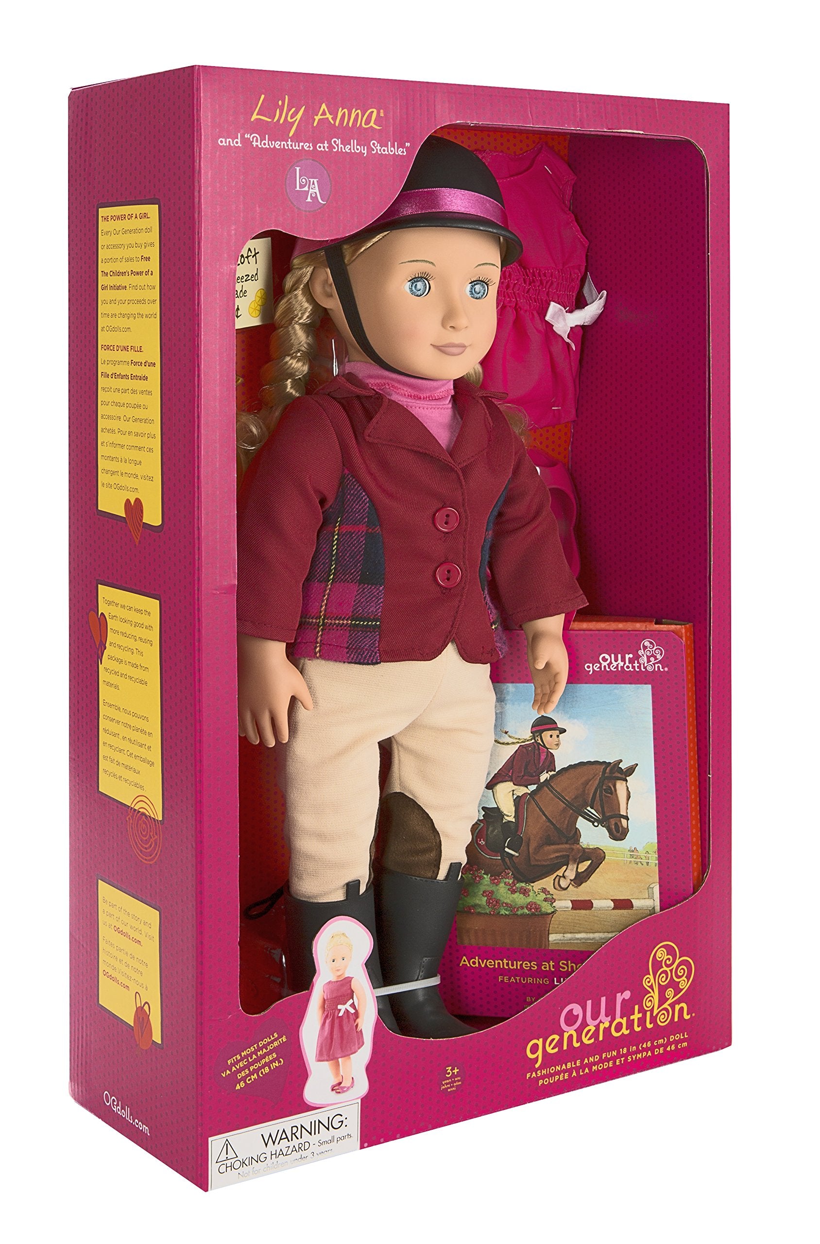 Our Generation - Lily Anna - Posable 18-Inch Equestrian Doll - Blue Eyes & Blonde Hair - Horseback Riding Accessories & Storybook - Pretend Play - Toy