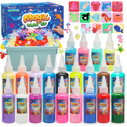 HunDun Squishy Making Kit Water Squishy Toy,Magic Water Elf Toy Kit for Kids,Water Pets Sensory DIY Craft Kit with 22 Gels & 14 Molds.Squishy Toys