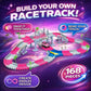 168 PCS Pink Magic Bendable Race Track Toy, Snap Together Create a Road Flexible Track Car Set for Toddlers, Kids, Boys, and Girls