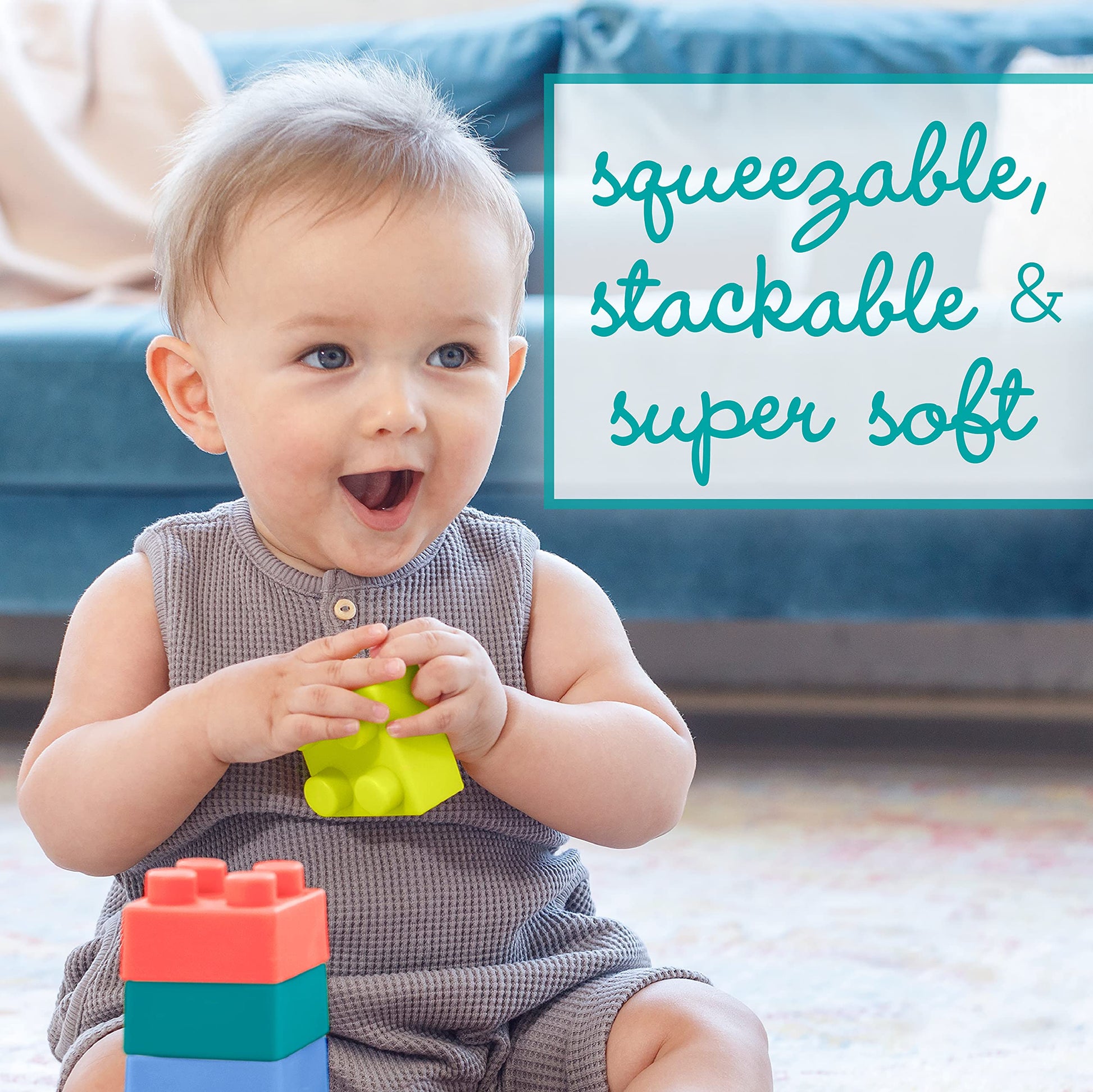 Infantino Super Soft Building Blocks, BPA-Free, 12-Piece Set