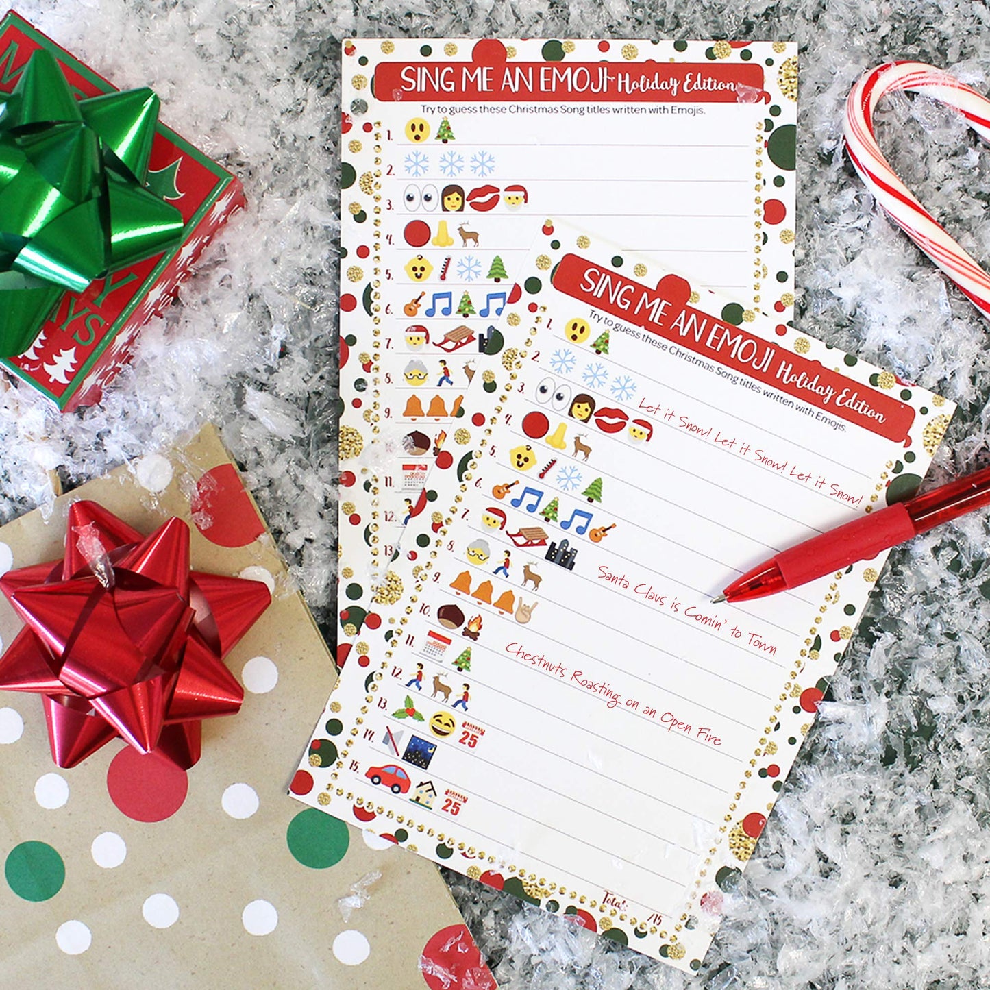 DISTINCTIVS Christmas Emoji Song Game, Sing Me an Emoji Christmas Party Game - Guess the Holiday Carol for Kids, Adults, Family & Groups - 25 Cards