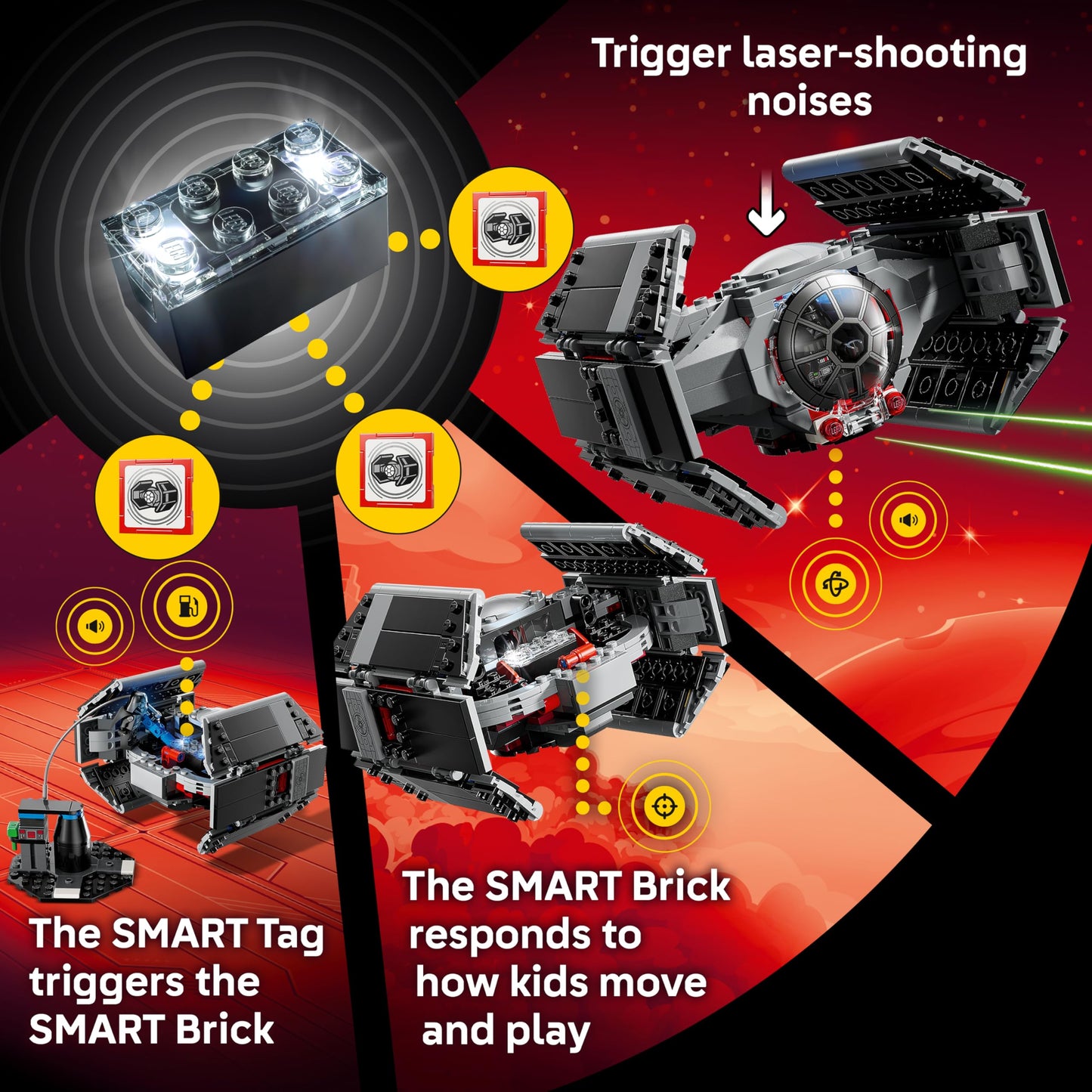 LEGO Star Wars SMART Play: Darth Vader’s TIE Fighter Interactive Building Toy - All-in-One Set - Reacts to How You Move and Play with a SMART Brick