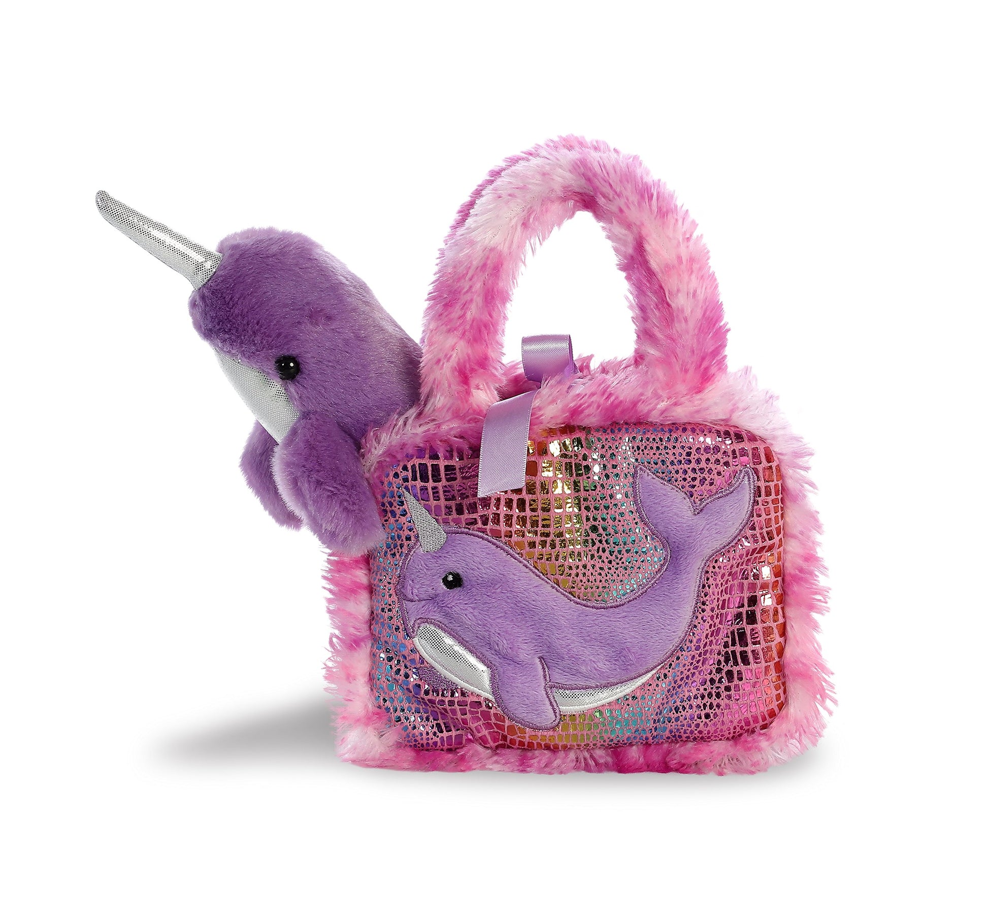 Aurora® Fashionable Fancy Pals™ Narwhal Stuffed Animal - Plush with Stylish Purse for Dress Up Fun - Perfect for Kids 3+ Years, Costumes,