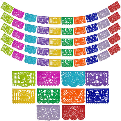 Papel Picado Banner 5-pk - Mexican Party Banners - Fiesta Party Decorations