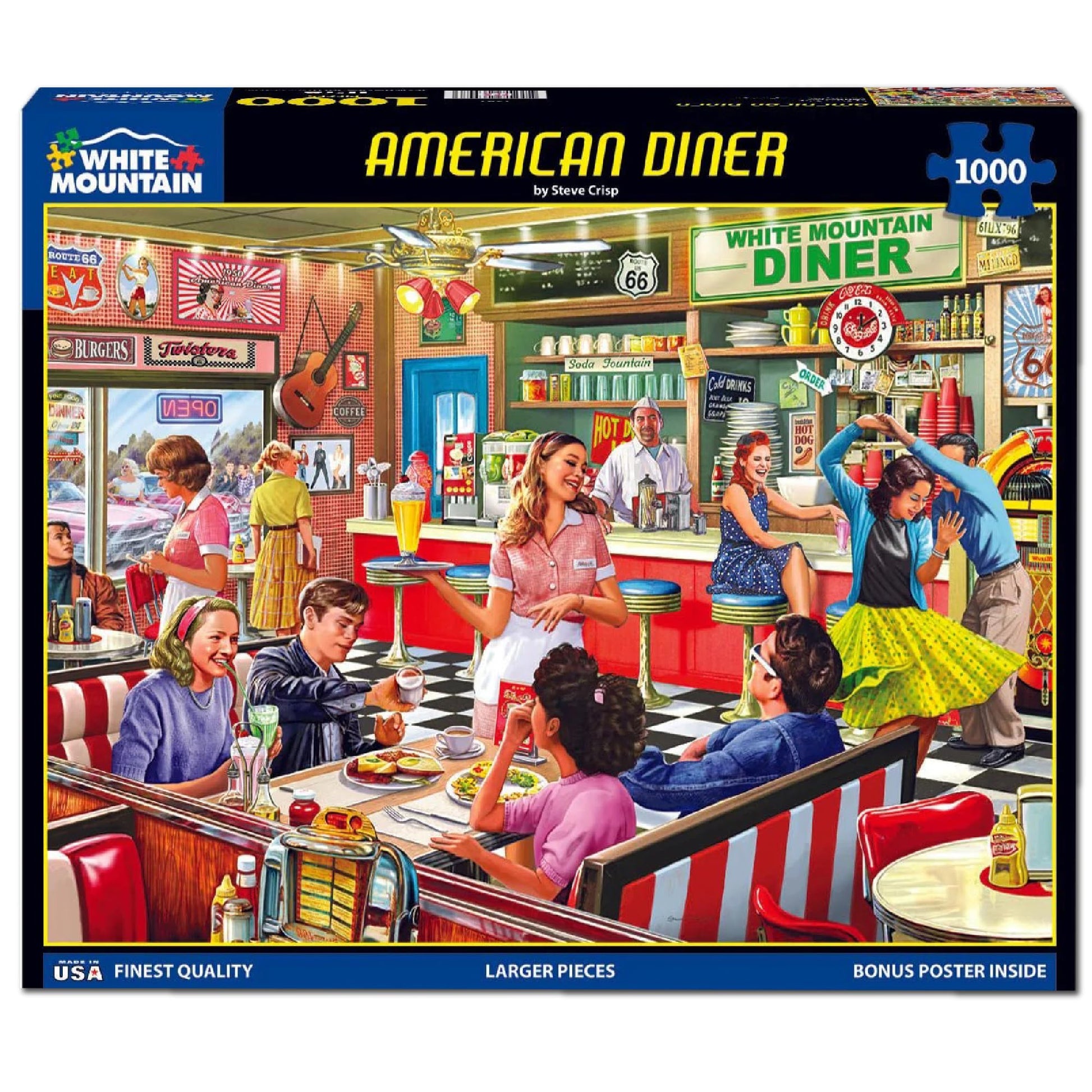 White Mountain 1000 Piece Jigsaw Puzzle 1950s Retro Cafe, American Diner