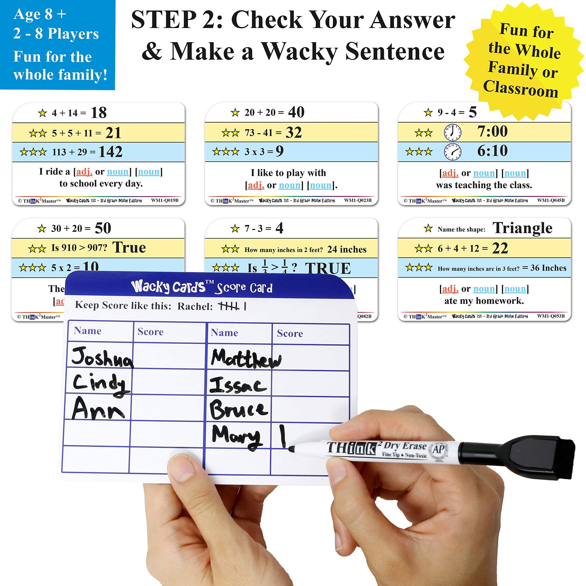 Think2Master Wacky Cards Practicing Math Including Addition, Subtraction & Multiplication.