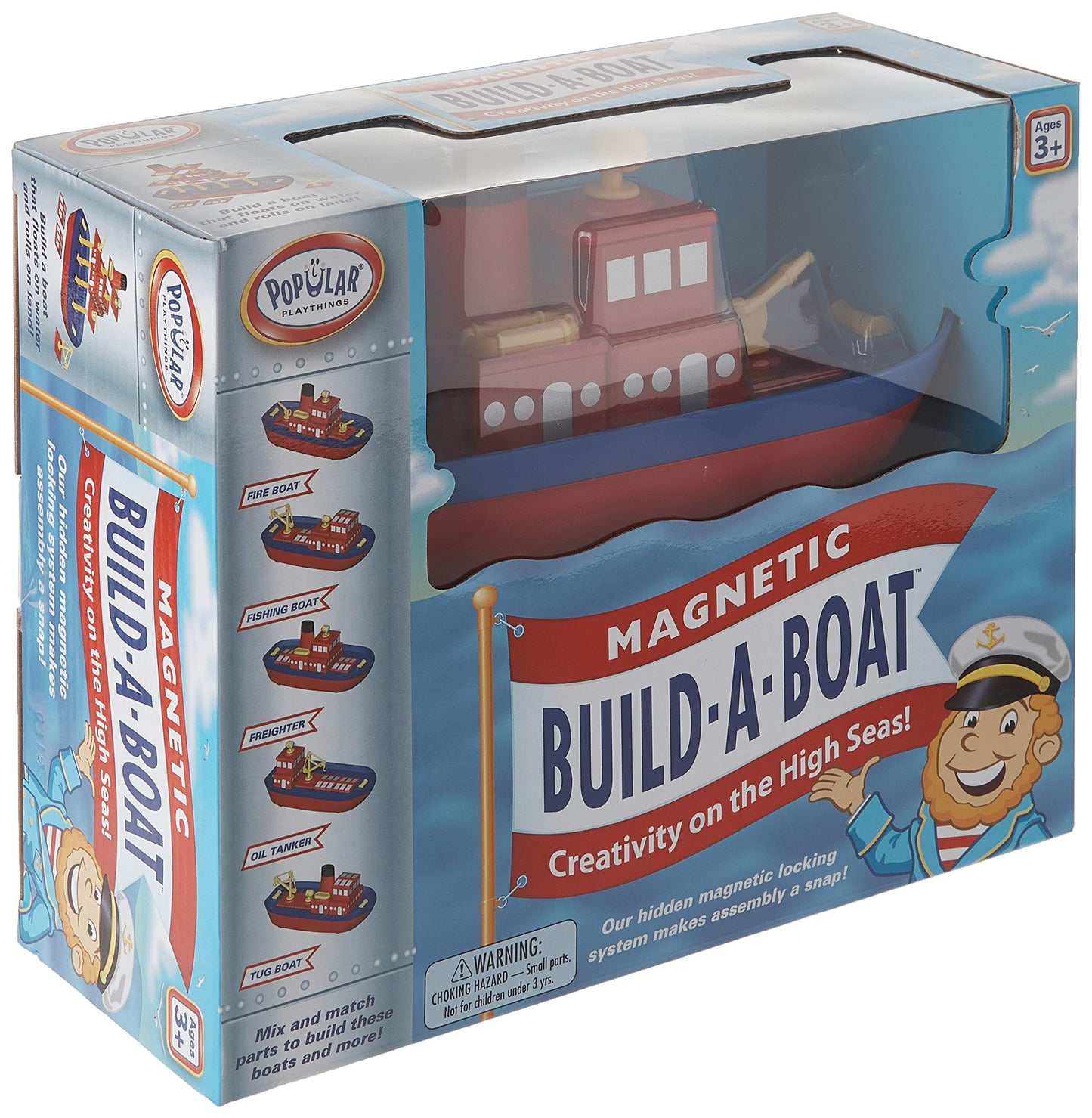 Popular Playthings Magnetic Build-a-Boat High Seas Play Set, Waterproof Floating Bath Toddler Toys, Gifts for Kids Ages 3 & Up - 10 Pieces