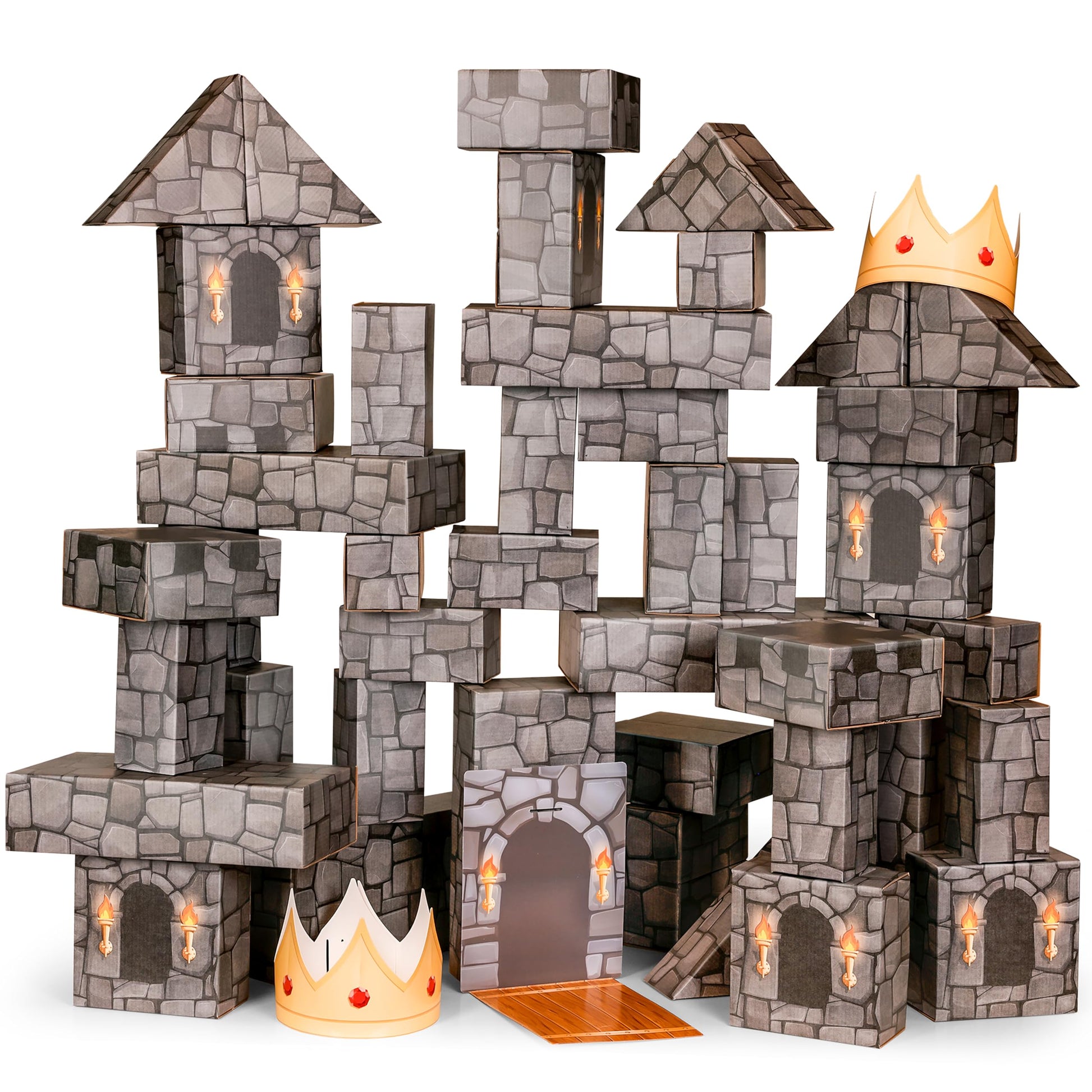 National Geographic Jumbo Cardboard Building Blocks - 45-Pc. Extra-Thick Cardboard Bricks for Kids, Build a Castle Play House, Indoor Playhouse, Large