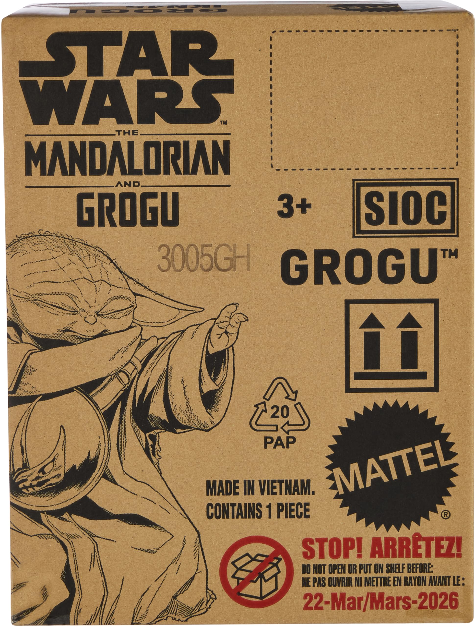 Mattel Star Wars the Mandalorian & Grogu Movie Grogu 12-inch Tall Plush with Embroidered Rondel Design on Chest Fuzzy Multi-Textured Soft Plush