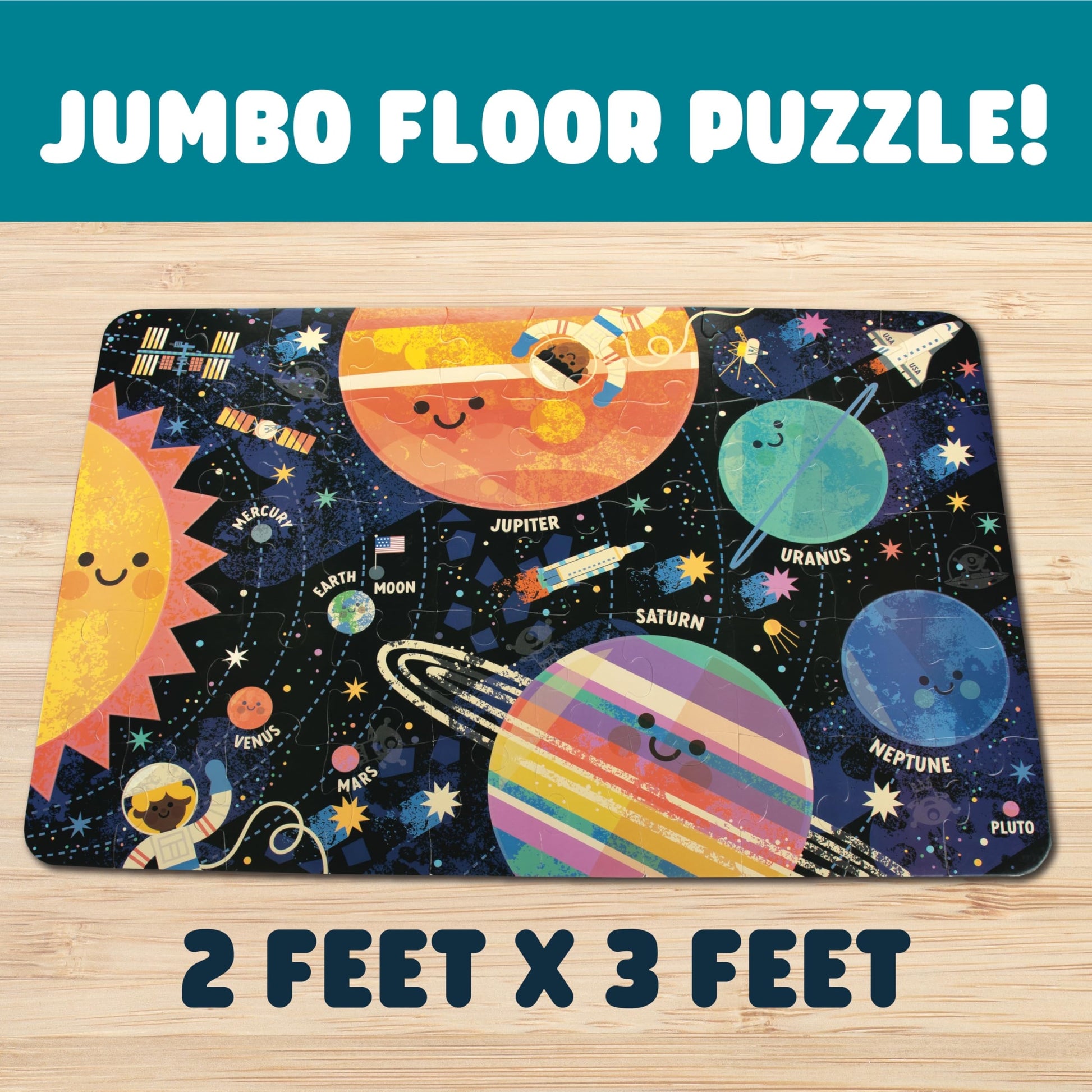 Chuckle & Roar Solar System Floor Puzzle, Puzzles for Kids Ages 4-6, 50 Pc