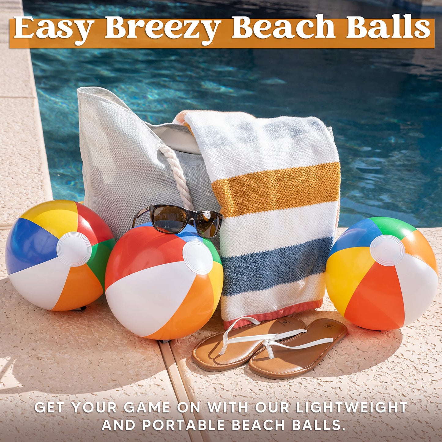 JOYIN 12-Pack 12“ Beach Balls - Bulk Classic Beachball Inflatable Swimming Pool Toys for Games Adults Kids Birthday Party Supplies Combo Set, Rainbow