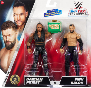 Mattel WWE Main Event Championship Showdown 2-Pack Action Figures & Accessory, Series #20 Damian Priest & Finn Balor Collectible Set