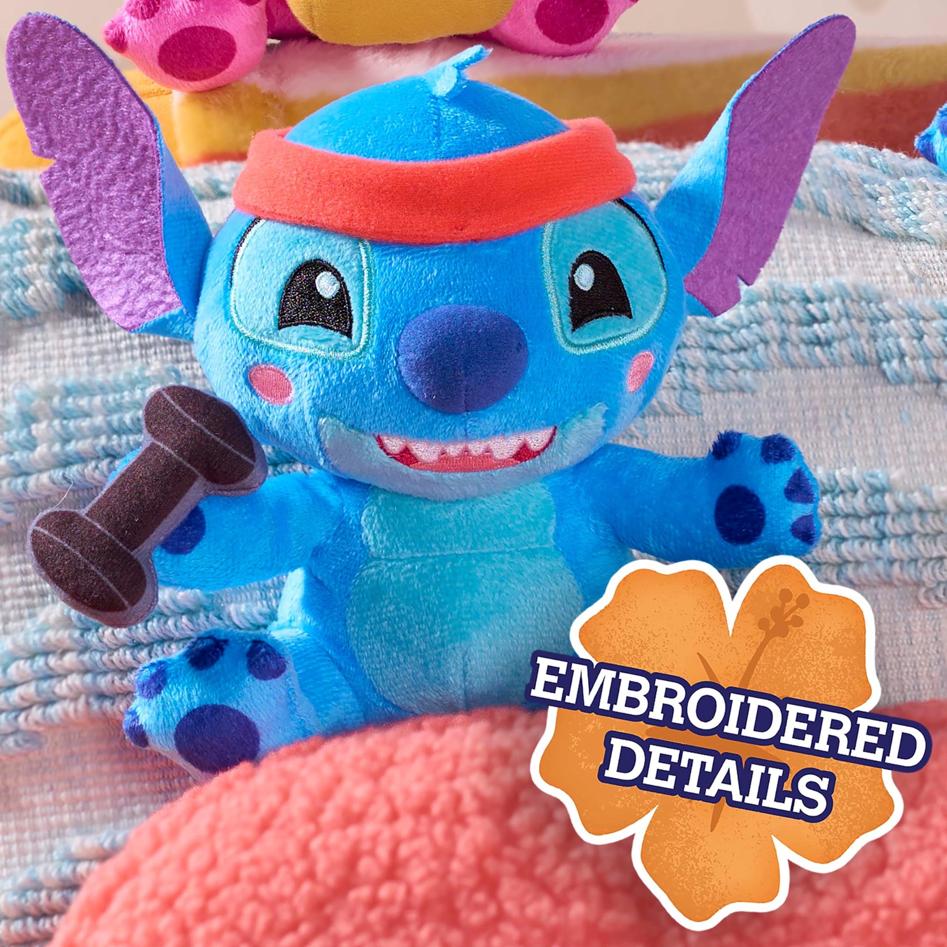 Disney Stitch that’s So Stitch Small 7-inch Plush with Barbell Stuffed Animal, Soft Material, Kids Toys for Ages 2 Up by Just Play