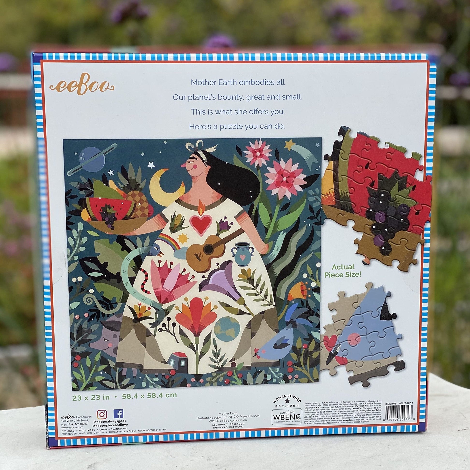 eeBoo 1000 Piece Puzzle - Mother Earth Jigsaw Puzzle for Adults, Square 23" x 23" Made with Recycled Board & Vegetable-Based Ink