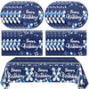 Navy Blue and Sliver Birthday Decorations Happy Birthday Party Tableware Set Happy Birthday Tablecloths and Plates Napkins Party Dinnerware for Men