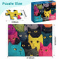 1000 Piece Puzzle for Adults, Colorful Whimsical Cat Faces Illustration, Premium Matte Finish, Thick Blue Cardboard, Fun and Challenging Jigsaw