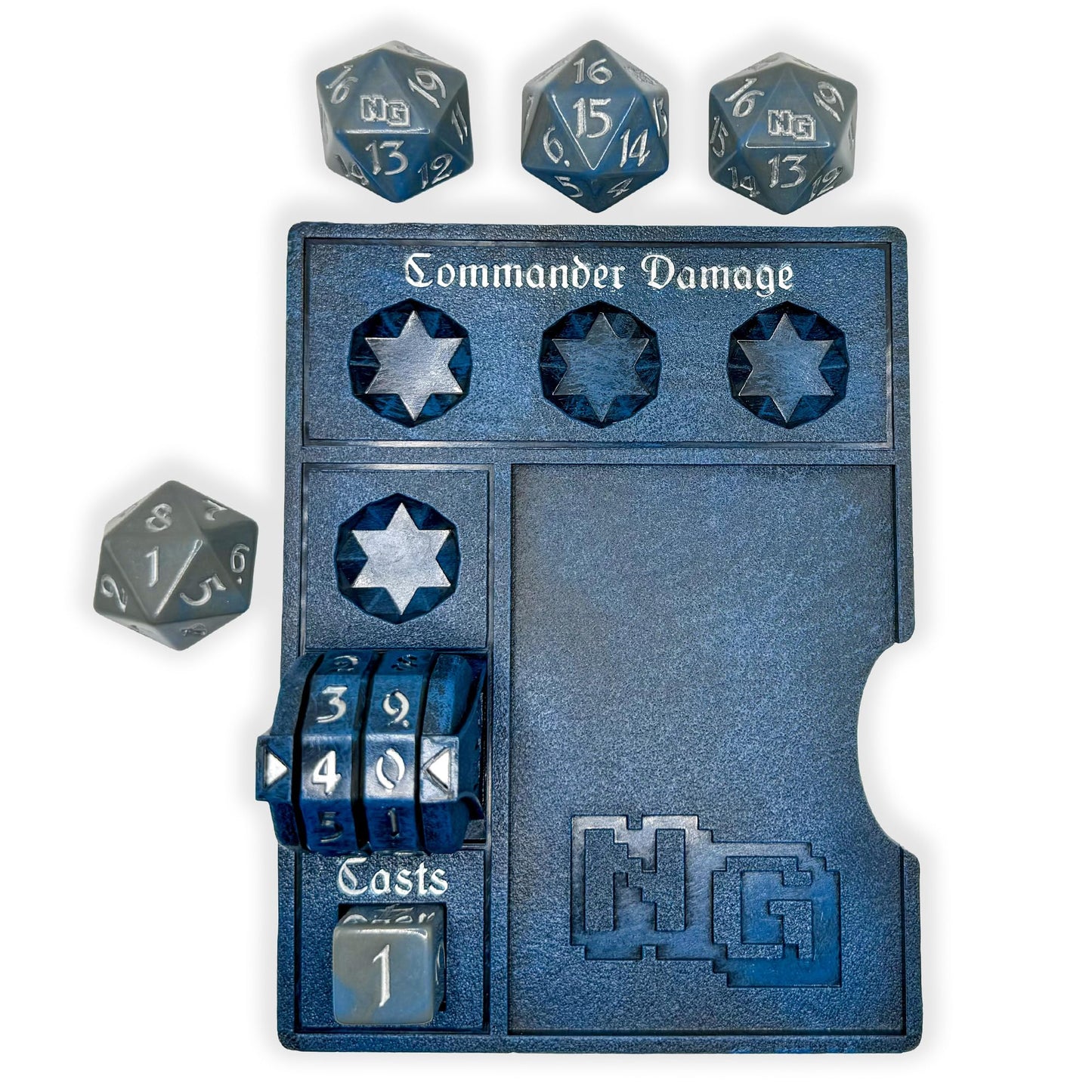 NERD GEAR Commander Essentials Kit - Ultimate Accessory for MTG Commander EDH - MTG Command Zone Tray - Health Counter - Spin Down Dice - Dry Erase