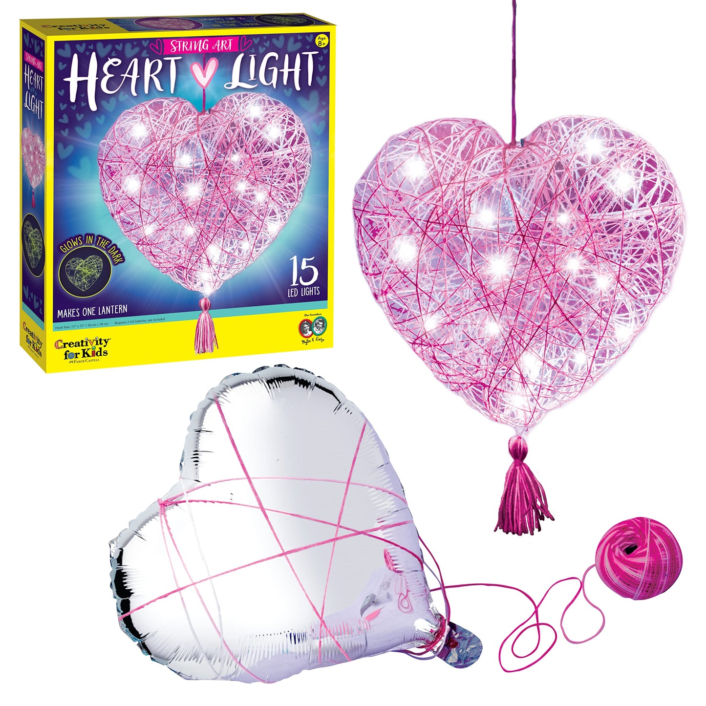 Creativity for Kids String Art Heart Light Kit | Create a Glowing Heart Lantern with Easy String Art | Relaxing DIY Craft & Mindful Activity for Kids