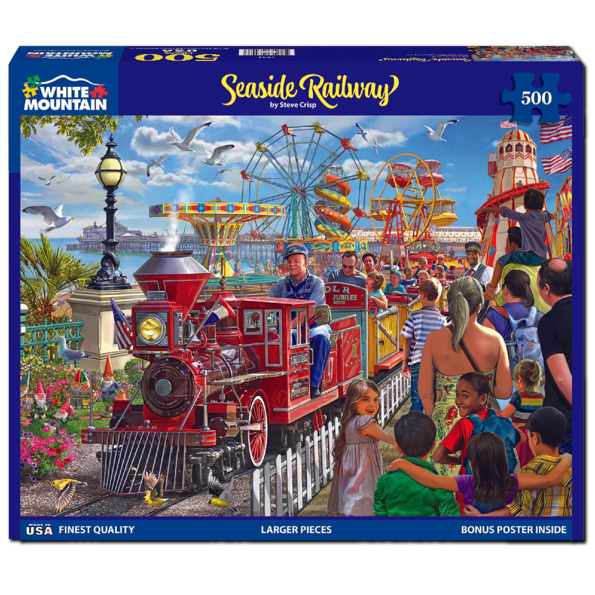 White Mountain 500 Piece Jigsaw Puzzle Theme Park Train, Seaside Railroad