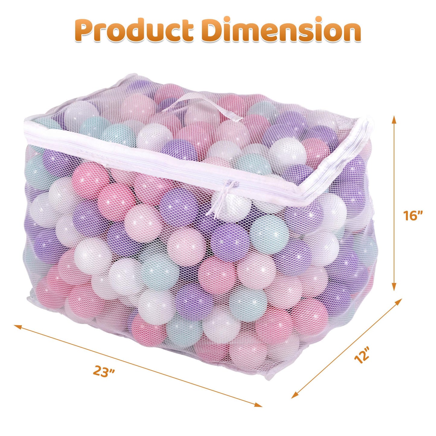 BalanceFrom Play Pit Balls Toy Set for Kids with Mesh Bag, Rainbow or Pastel Colors - Crush-Proof Plastic for Ball Pits, Playhouses, Bounce Houses