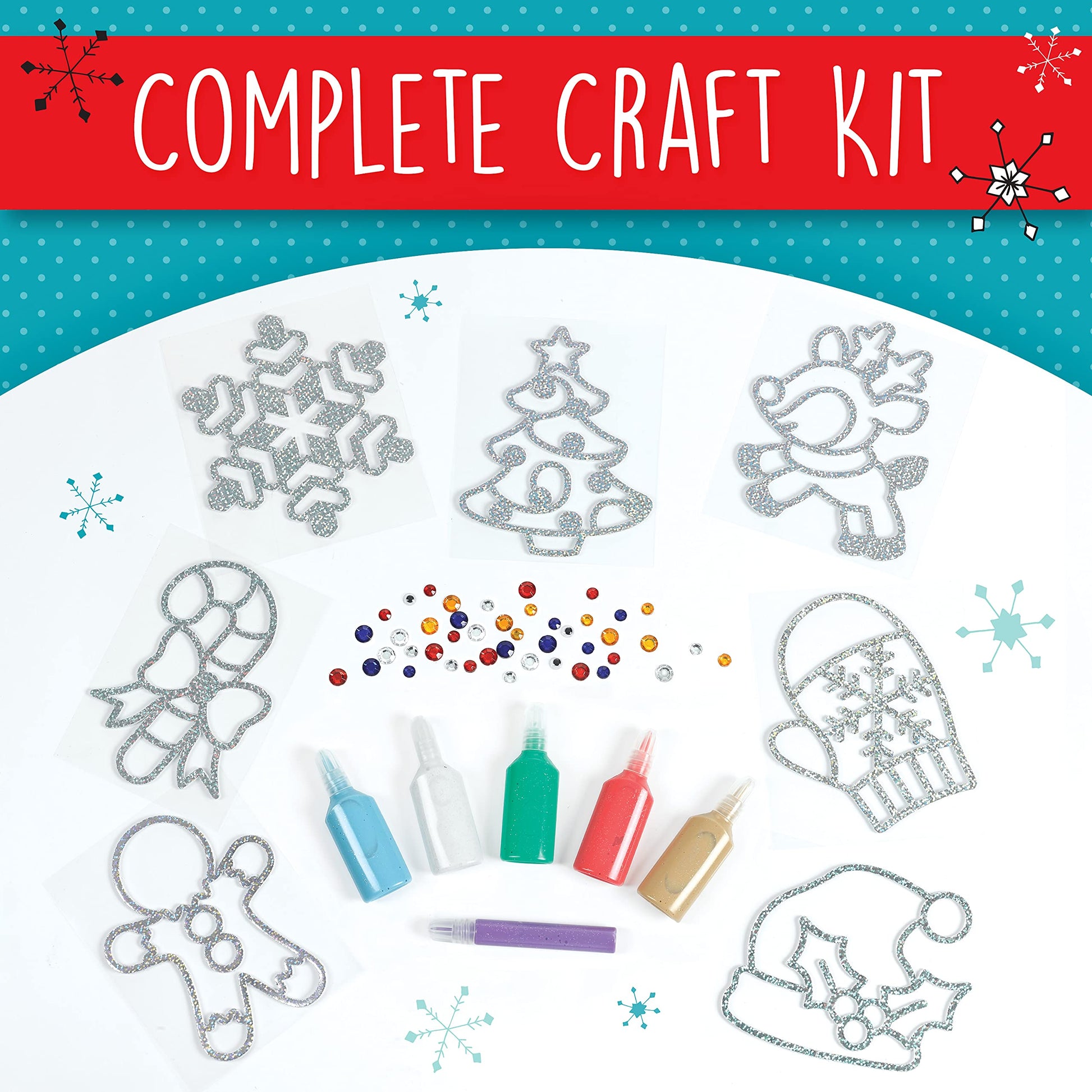 Creativity for Kids Holiday Easy Sparkle Window Art Craft Kit: Create 7 Window Art Designs, Holiday Crafts, Christmas Crafts for Kids, Christmas