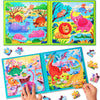 Magnetic Puzzles for Kids Ages 3-5, Two-Book Set, Dinosaur Animal Jigsaw Puzzle Magnet Books Travel Games Montessori Preschool Learning Activities
