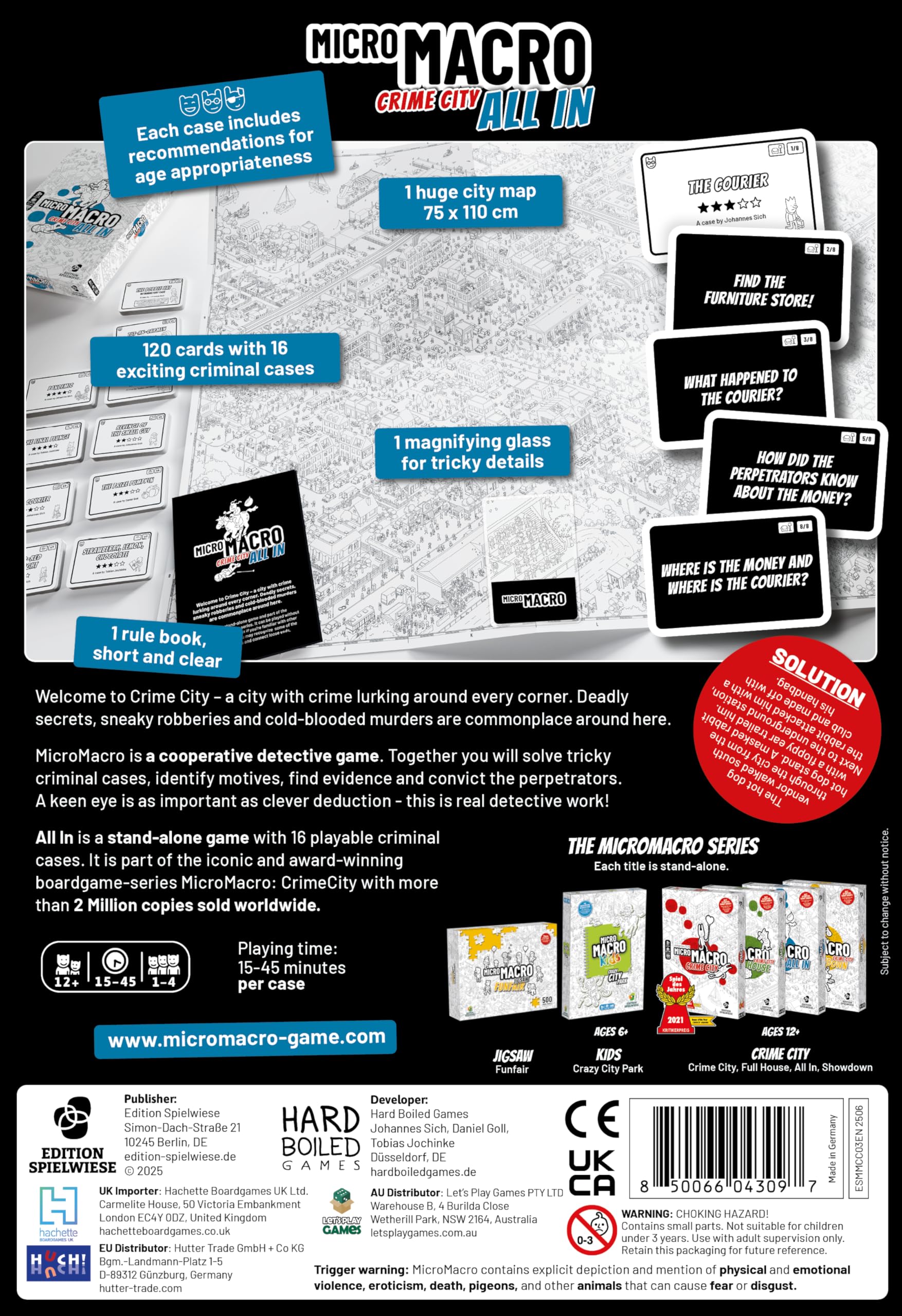 MicroMacro: Crime City - All in | Murder Mystery and Detective Game | 16 Search and Find Detective Cases | Cooperative Board Games for Teens