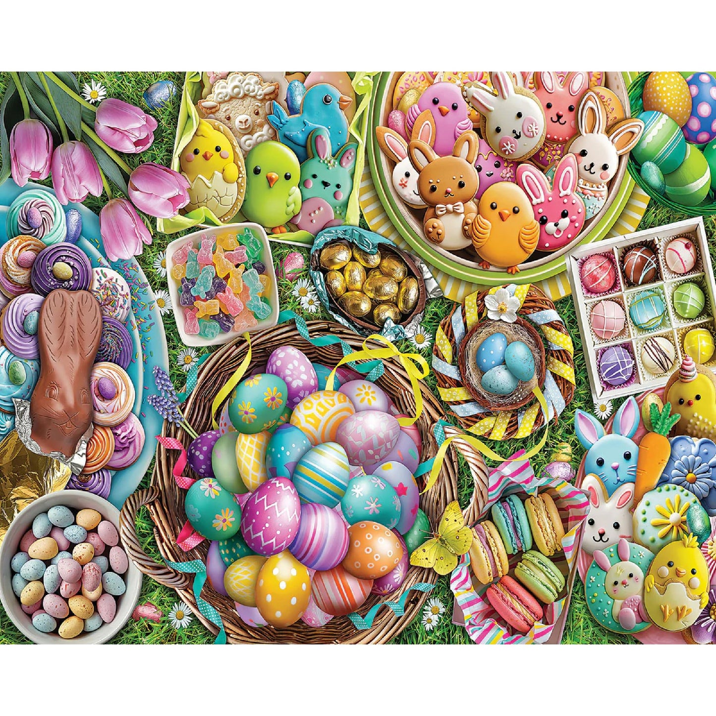 White Mountain 1000 Piece Jigsaw Puzzle Holiday Collage, 99 Easter Eggs