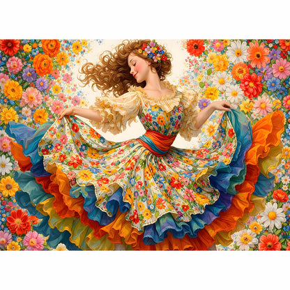Puzzles for Adults 500 Pieces, Flower Dress Jigsaw Puzzles - Floral Dance, Impossible Flower Puzzle for Seniors Families, 20.47x14.96 Inches, 1:1