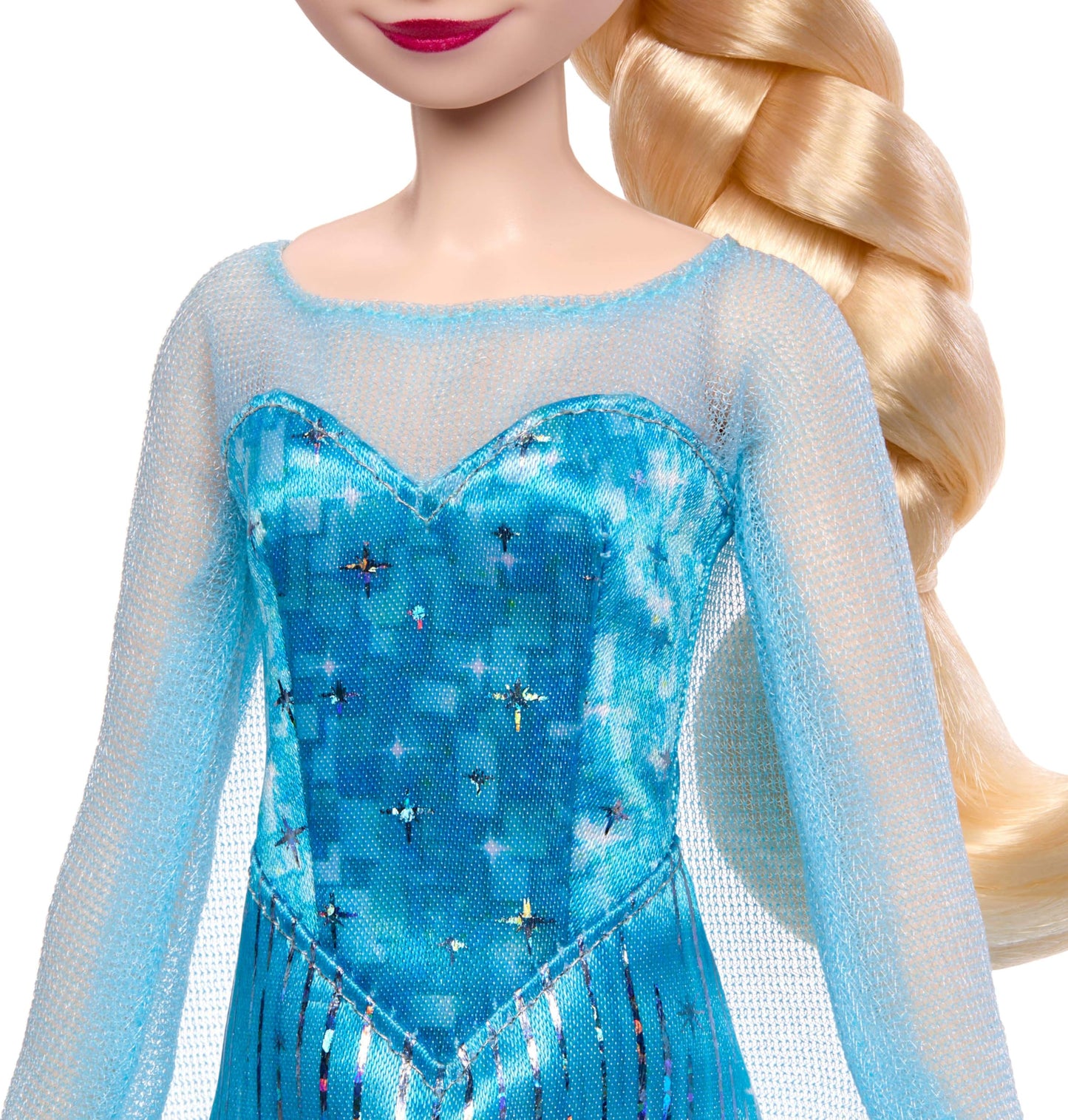 Mattel Disney Frozen Elsa Fashion Doll in Sparkling Removable Dress with Cape, Shoes and Braided Hair, Posable & Collectible, Inspired by Movie