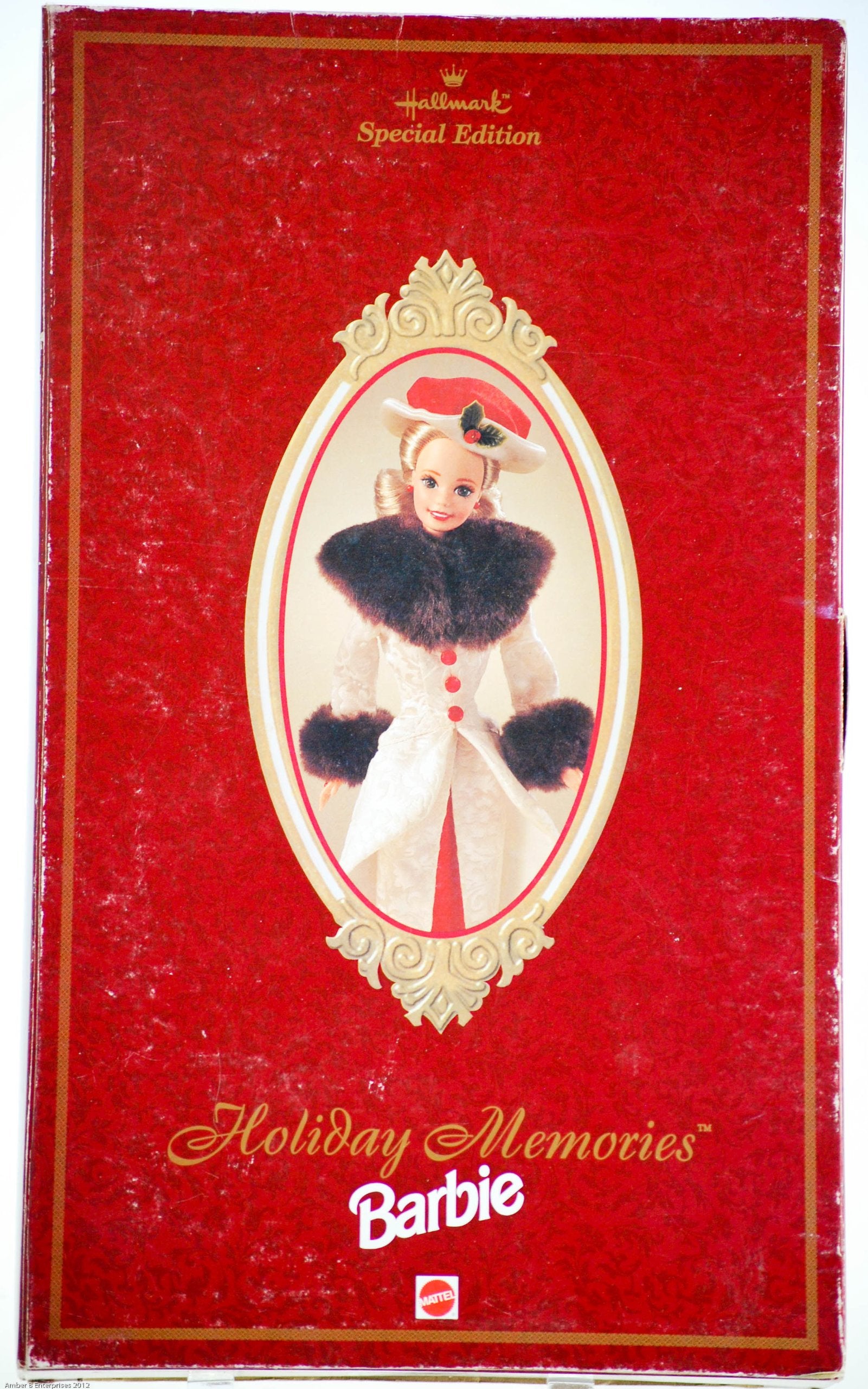 Barbie Year 1995 Hallmark Special Edition 12 Inch Doll - Holiday Memories Barbie with Red Satin Dress, Flocked Coat with "Faux Fur" Collar and
