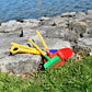Spielstabil Four Seasons Pack of Sand Toys - Children's & Toddler Outdoor Toys, Long Handled Beach Shovel, Leaf Rake, Flat Snow Shovel & Garden Rake