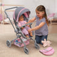 Badger Basket Foldable Doll Stroller & Pram for Dolls - Convertible Toy with Canopy, Basket & Soft Handle - Lightweight, Easy to Use for Girls Ages