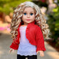 Uptown Girl - 4 Piece Outfit - Red Ruffled Jacket, White Tank Top, Black Leggings and Boots - Clothes Fits 18 Inch Doll (Doll Not Included)