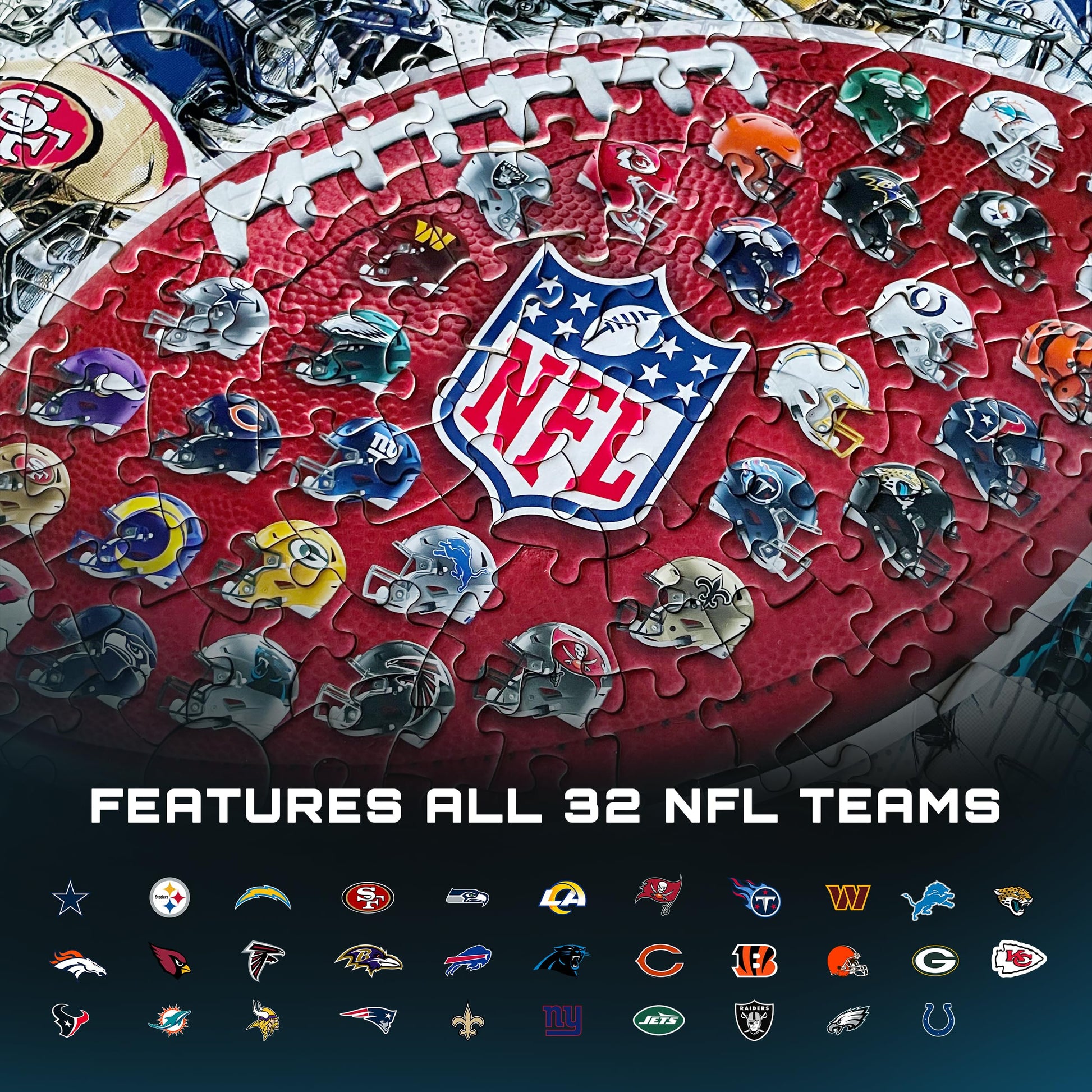 MasterPieces 500-Piece NFL Drip Art Helmet Shaped Puzzle - Perfect for NFL Fanatics - 25"x22"