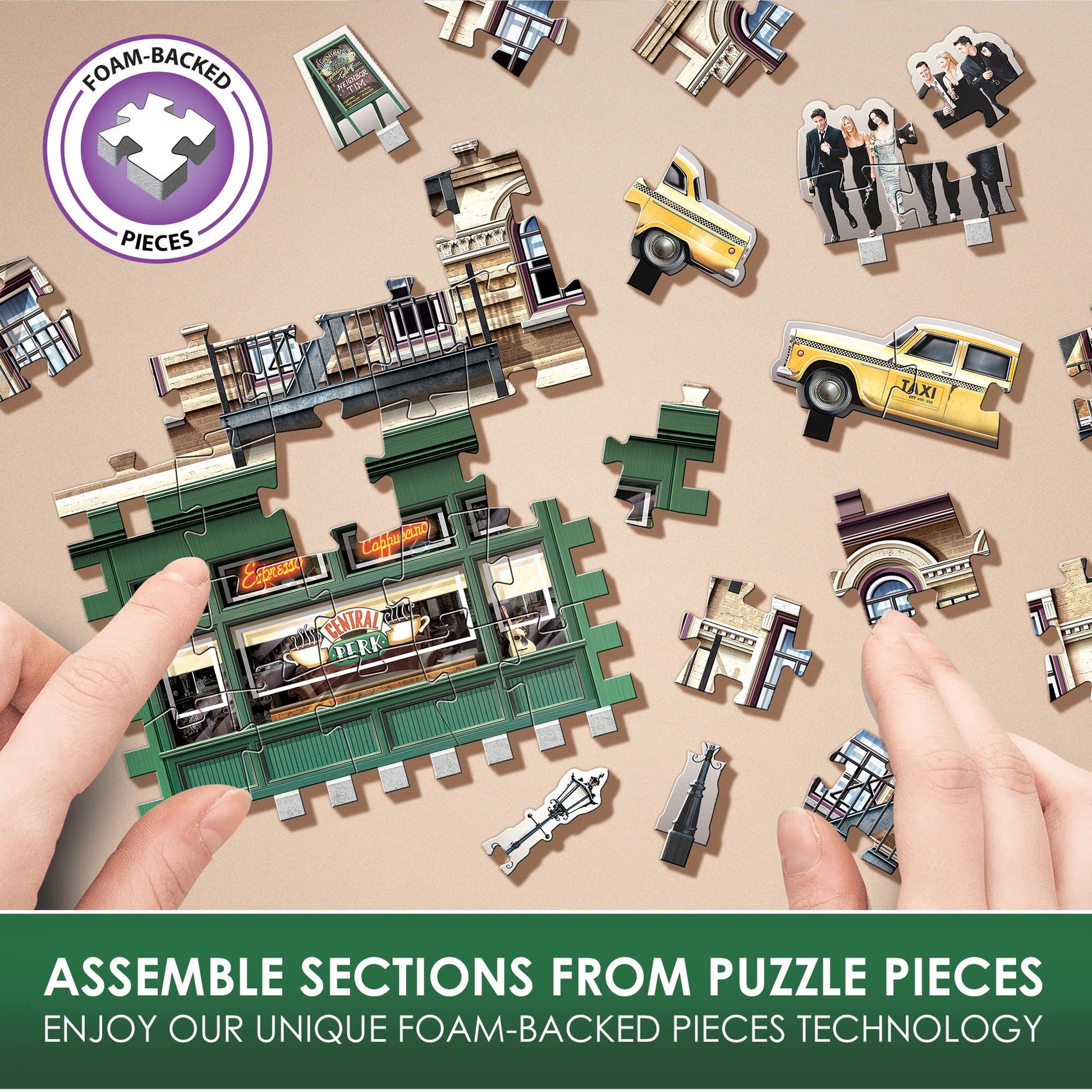 Wrebbit3D Friends 3D Puzzle Model of Central Perk | 440 Real Jigsaw Puzzle Pieces | Build the Iconic Cafe from the Hit TV Series